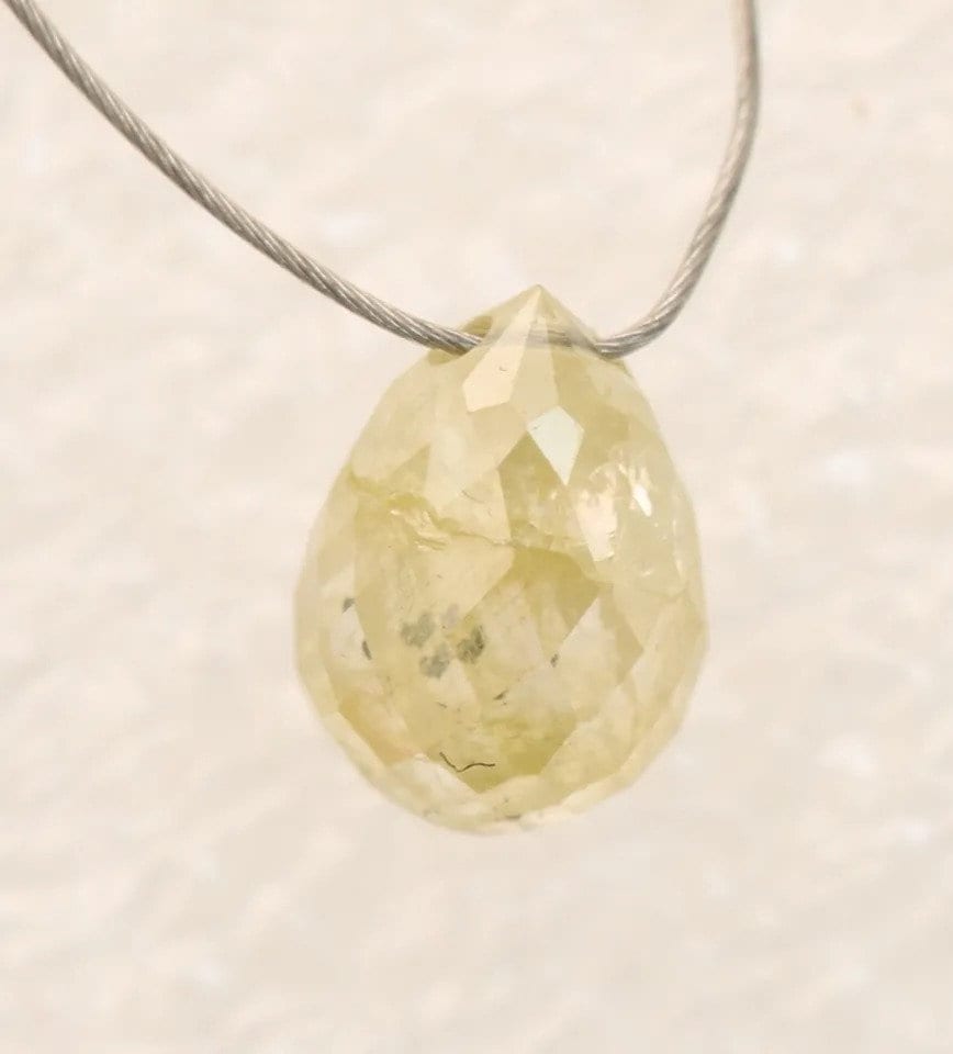 0.63 CT 5.20 MM Natural Fancy Color Diamond Bead – Rustic Loose Teardrop Drilled Gemstone, 1 Piece for Necklace, Bracelet and Jewelry Making