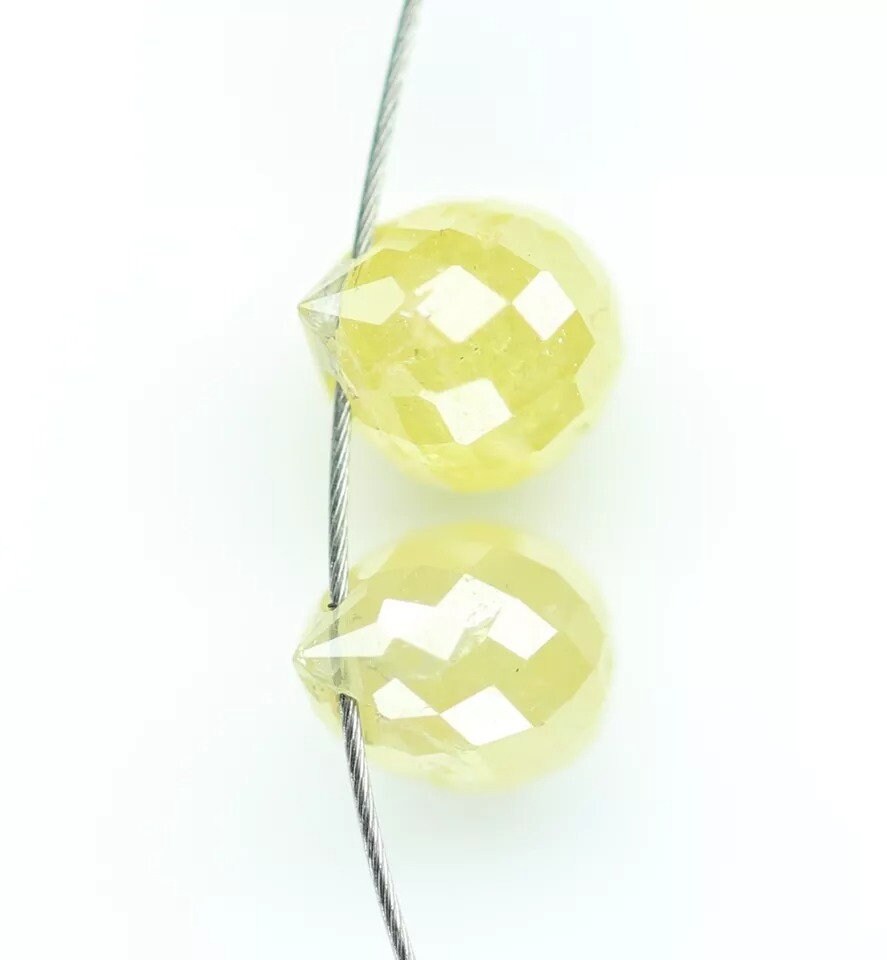 0.69 CT Natural Fancy Color Teardrop Diamond Beads – Rustic Loose Drilled Beads, 2-Piece Set for Necklaces, Bracelets, Jewelry Making