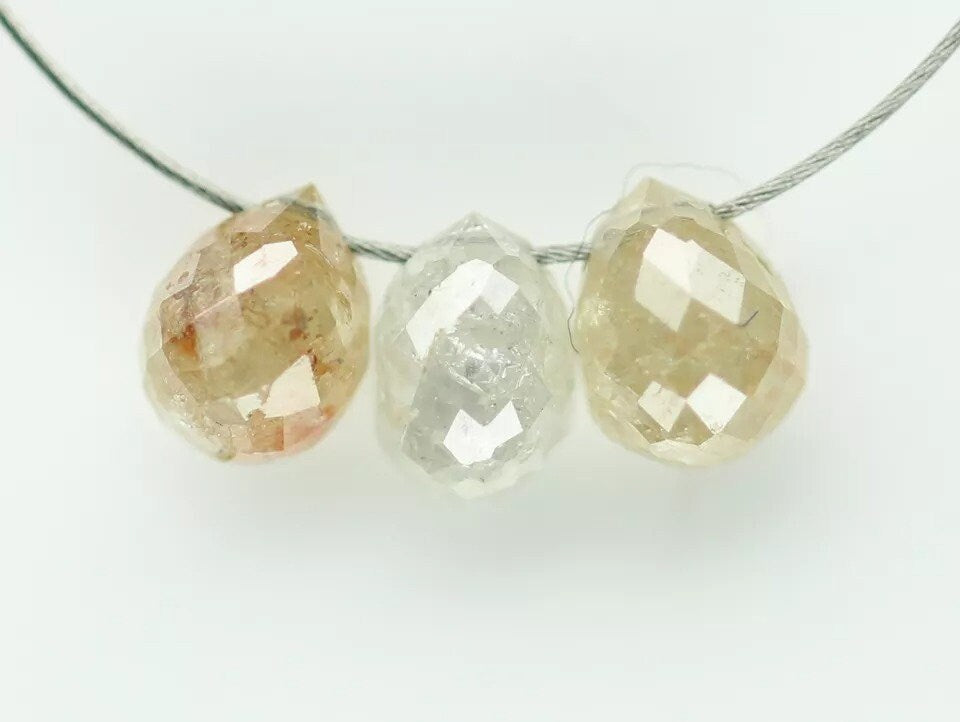 0.70 CT Multi-Color Natural Teardrop Drilled Diamond Beads – Unique Loose Diamonds for Custom Jewelry Making