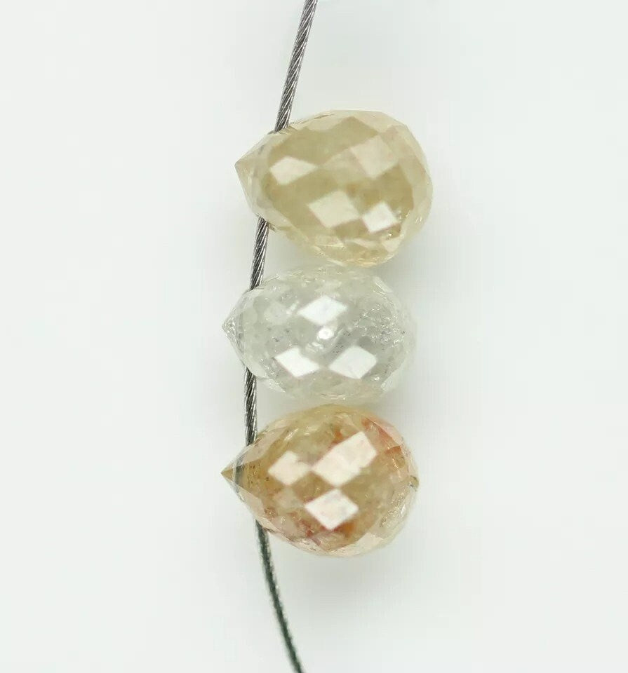 0.70 CT Multi-Color Natural Teardrop Drilled Diamond Beads – Unique Loose Diamonds for Custom Jewelry Making