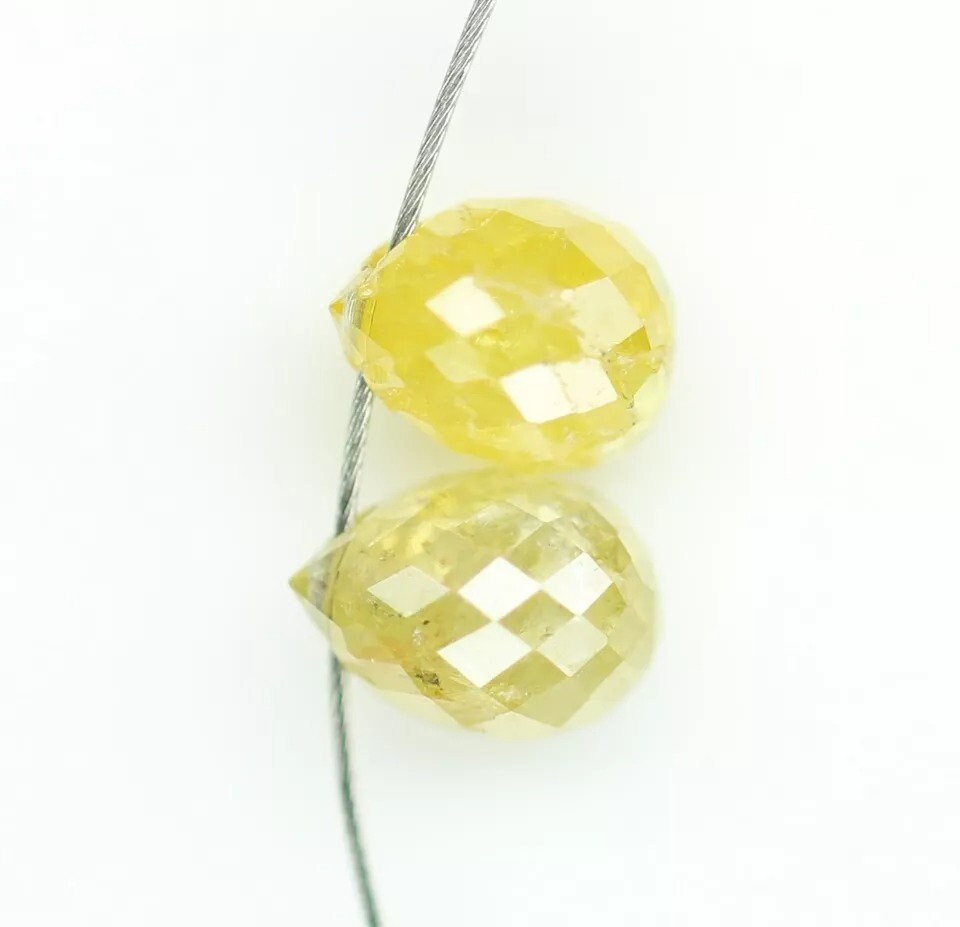 0.61 CT Natural Fancy Color Teardrop Diamond Beads – Loose Drilled Beads, 2-Piece Set for Custom Necklaces, Bracelets & Jewelry Making