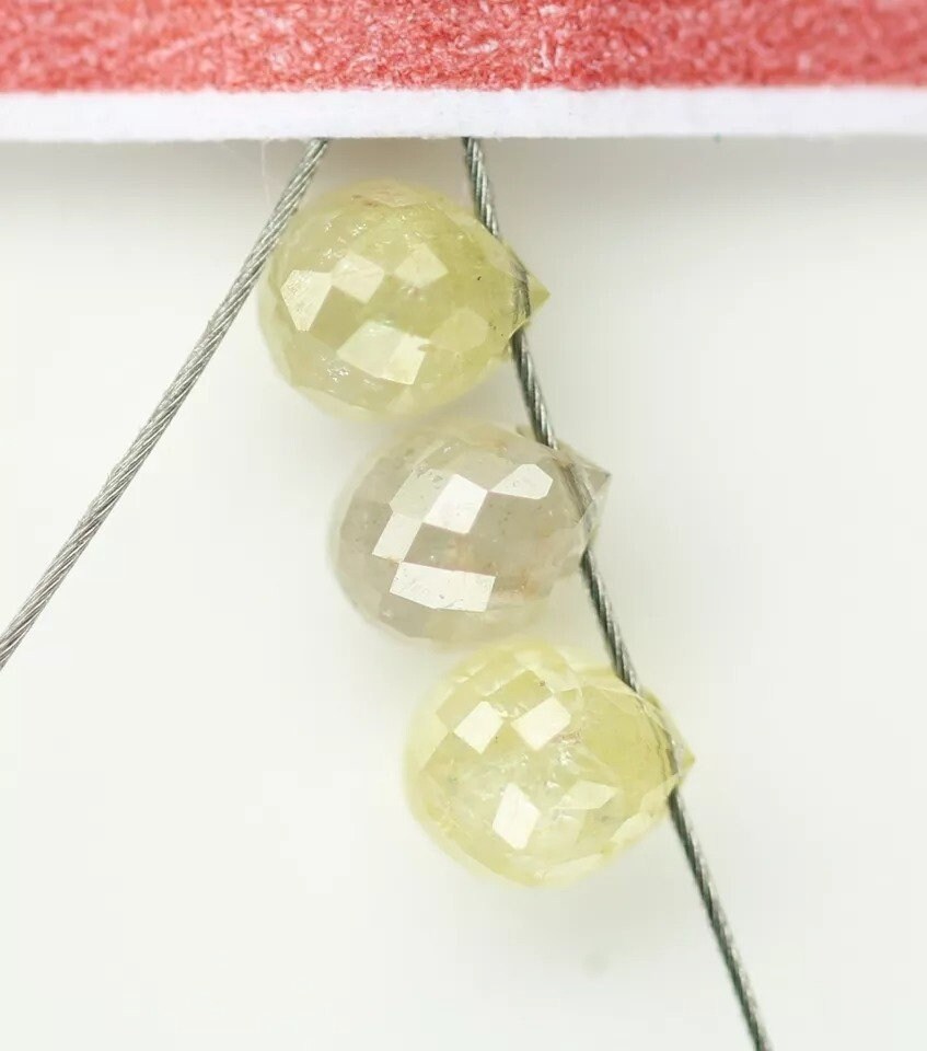 0.63 CT Natural Fancy Color Diamond Beads – Rustic Teardrop Loose Drilled Beads, 4-Piece Set for Unique Necklaces, Bracelets Jewelry Making