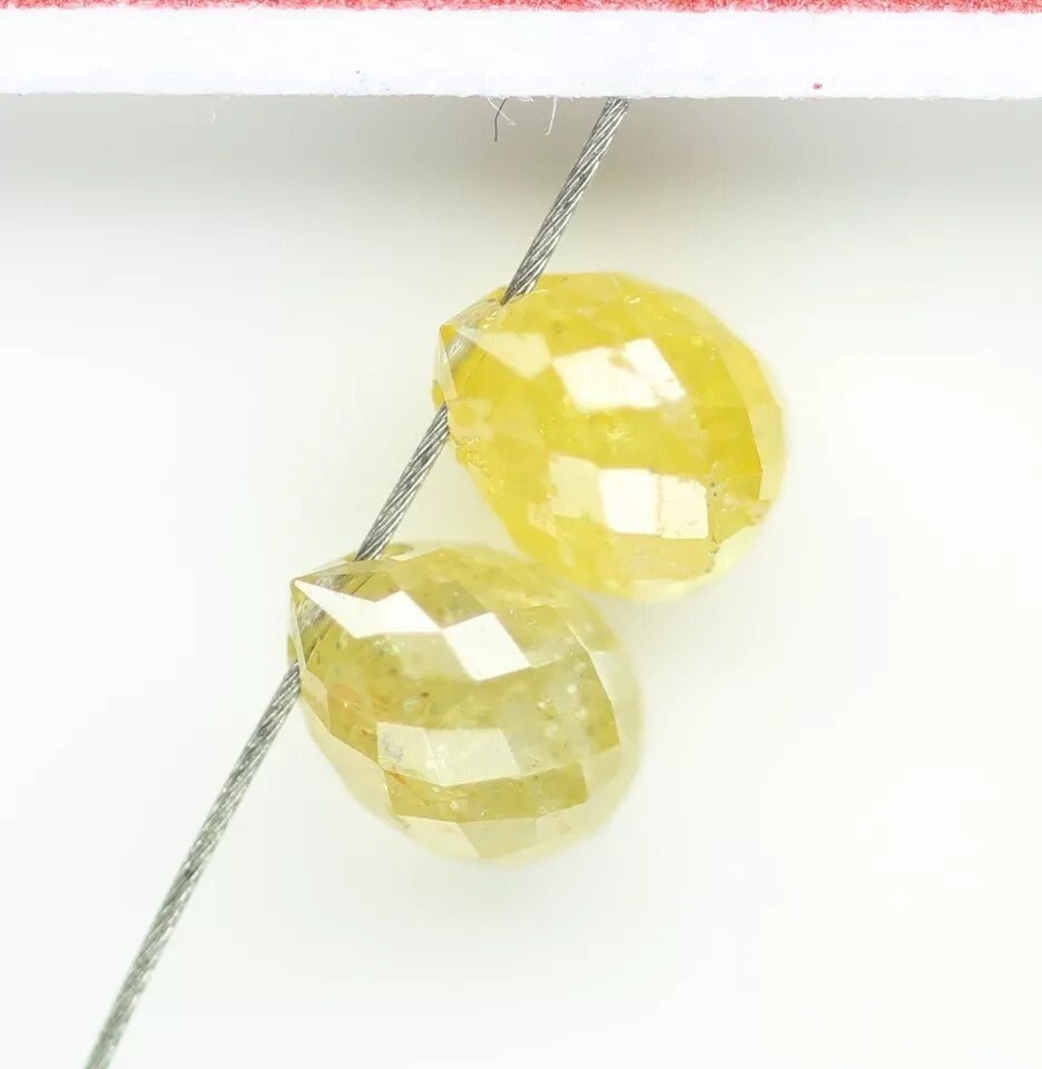 0.61 CT Natural Fancy Color Teardrop Diamond Beads – Loose Drilled Beads, 2-Piece Set for Custom Necklaces, Bracelets & Jewelry Making