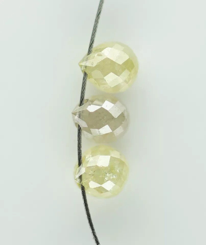 0.63 CT Natural Fancy Color Diamond Beads – Rustic Teardrop Loose Drilled Beads, 4-Piece Set for Unique Necklaces, Bracelets Jewelry Making