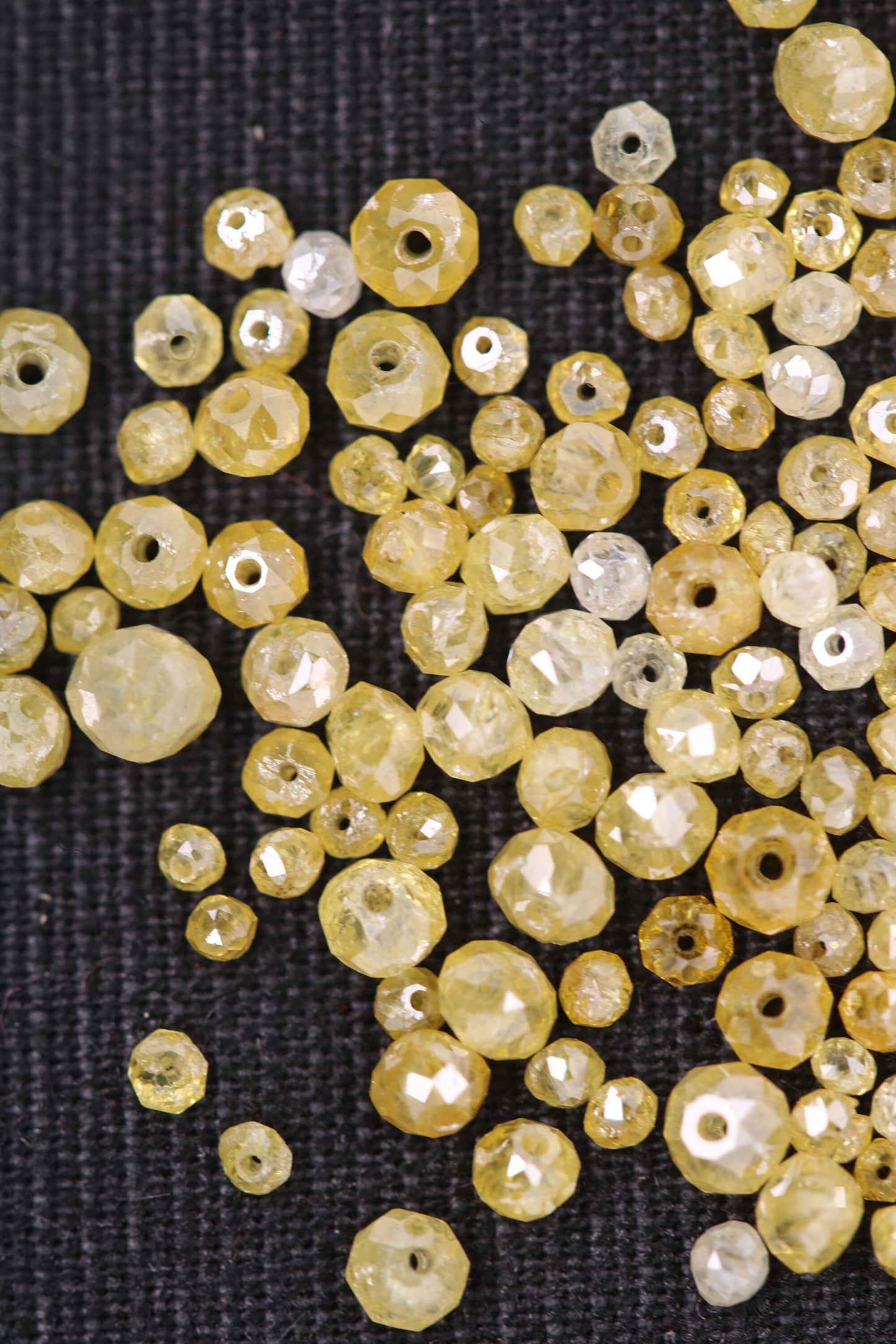 Natural Loose Round Yellow Diamond Beads โVivid Color, 1.50 to 3.10 MM, 20-Piece Lot |Raw Diamonds for Jewelry Making, Custom Necklace Beads