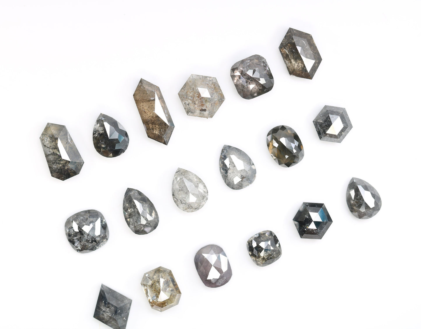 0.60-1.25 CT Natural Loose Salt and Pepper Diamonds | Certified Earth-Mined Mixed Shape Diamonds for Rings & Unique Jewelry