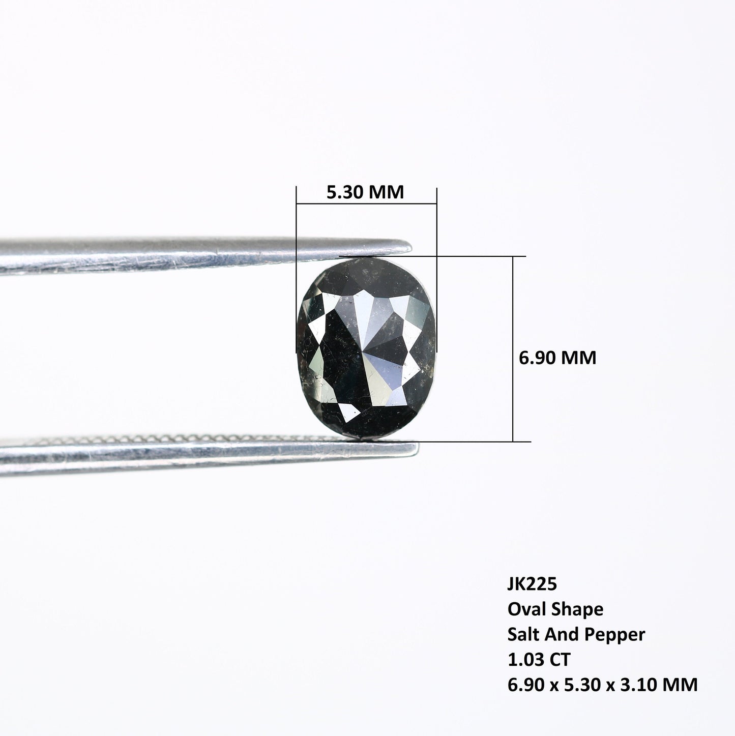 1.03 CT Polished Oval Shape Natural Salt and Pepper Diamond | Loose Diamond for Proposal Ring, Gold Ring