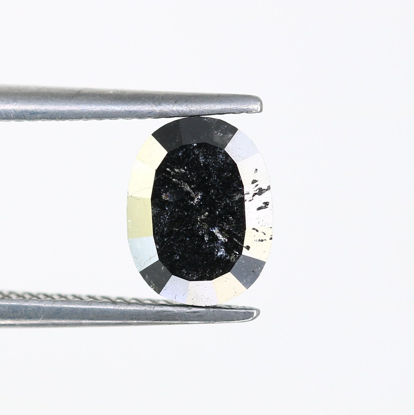 1.03 CT Polished Oval Shape Natural Salt and Pepper Diamond | Loose Diamond for Proposal Ring, Gold Ring