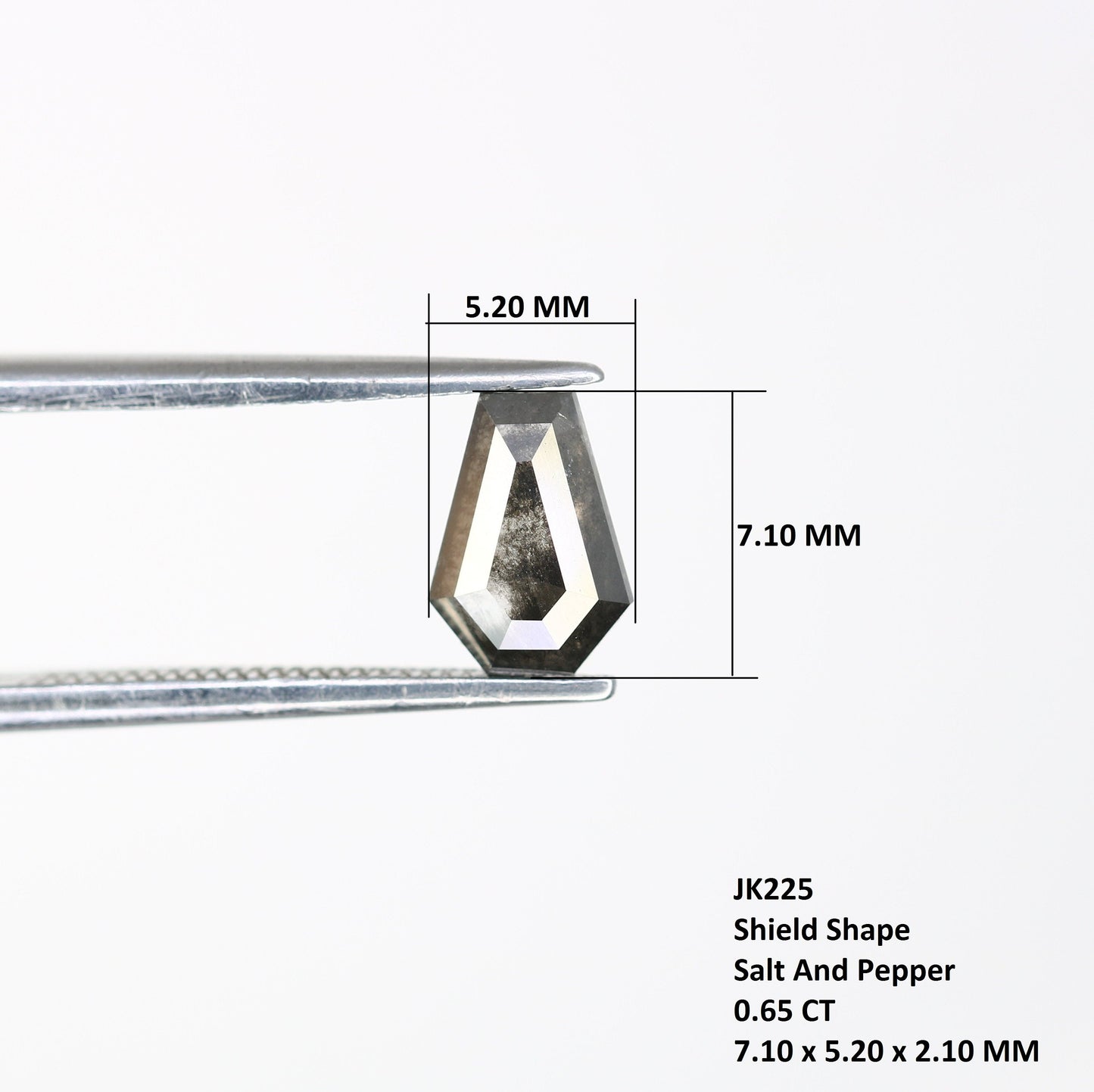 0.65 CT Salt and Pepper Unique Loose Diamond, Shield Cut for Handmade Necklace Pendant, Fancy Diamond Engagement Gold Ring For Women