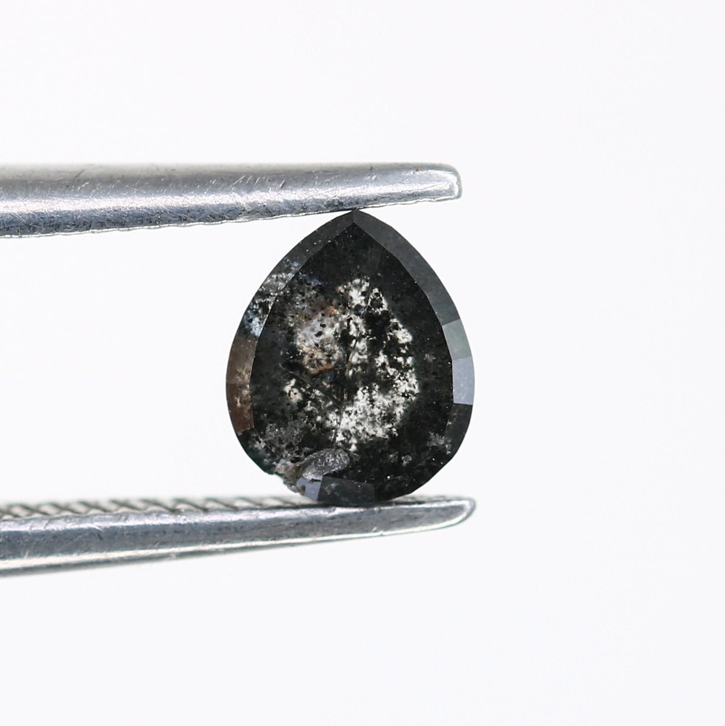 0.52 CT Natural Salt and Pepper Pear Shaped Rose Cut Diamond | Unique Gem for Anniversary Gift | Elegant Gold Ring Accent