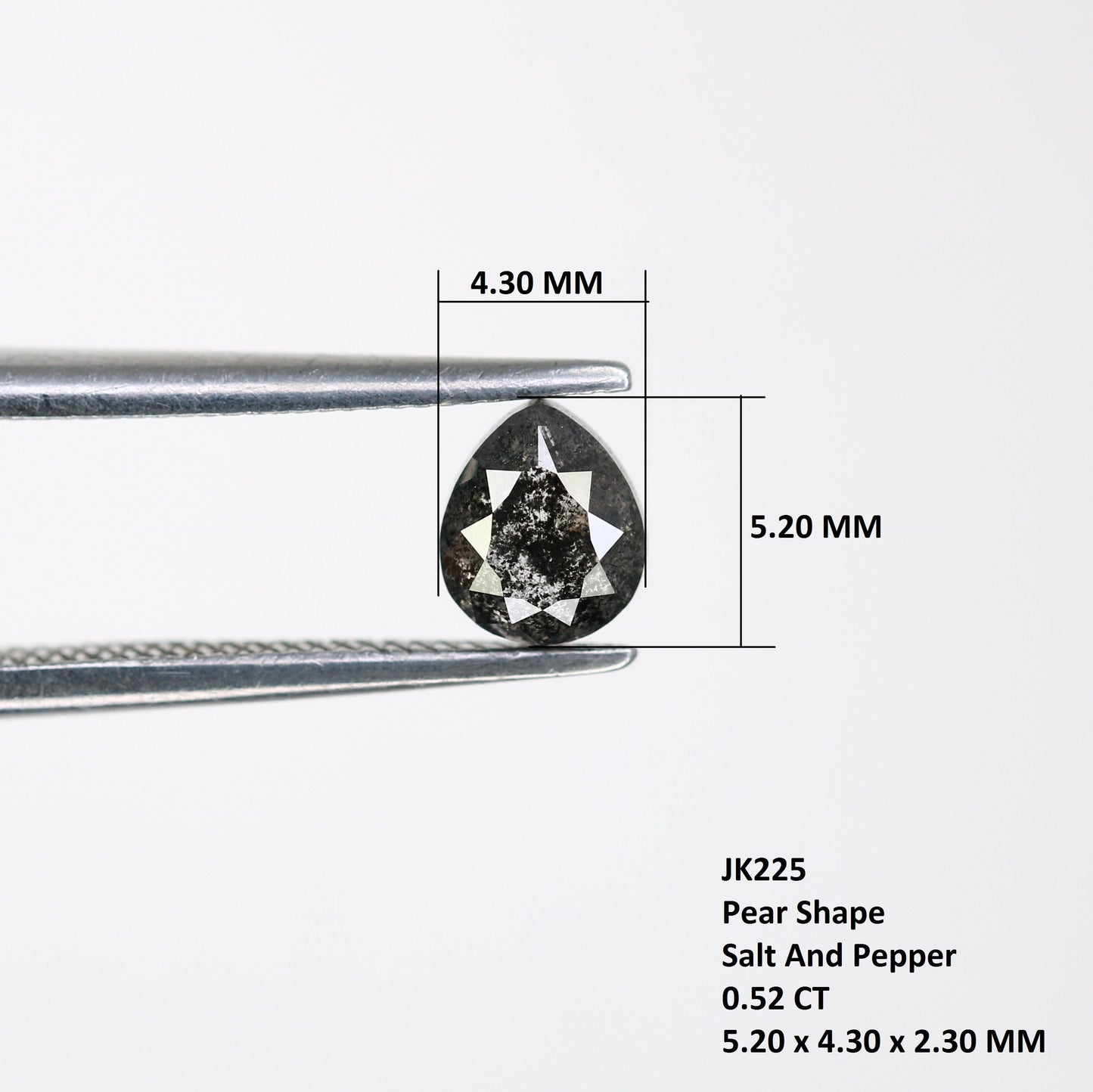 0.52 CT Natural Salt and Pepper Pear Shaped Rose Cut Diamond | Unique Gem for Anniversary Gift | Elegant Gold Ring Accent