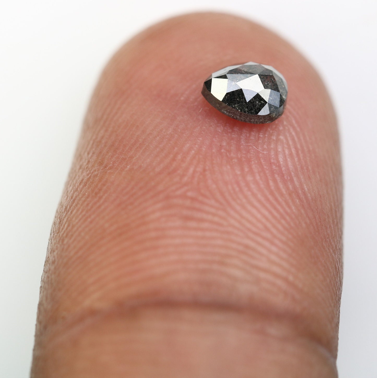 0.52 CT Natural Salt and Pepper Pear Shaped Rose Cut Diamond | Unique Gem for Anniversary Gift | Elegant Gold Ring Accent