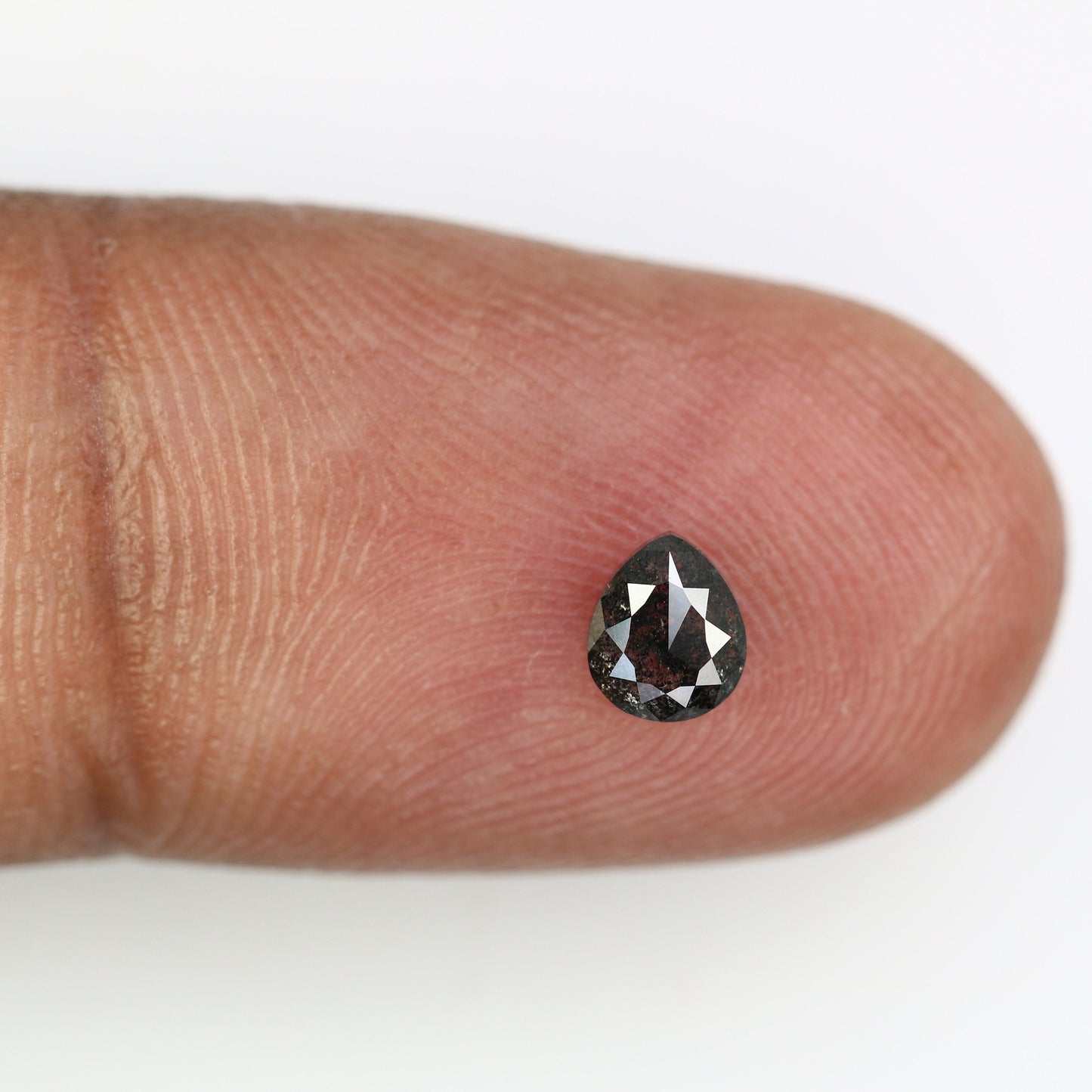 0.52 CT Natural Salt and Pepper Pear Shaped Rose Cut Diamond | Unique Gem for Anniversary Gift | Elegant Gold Ring Accent