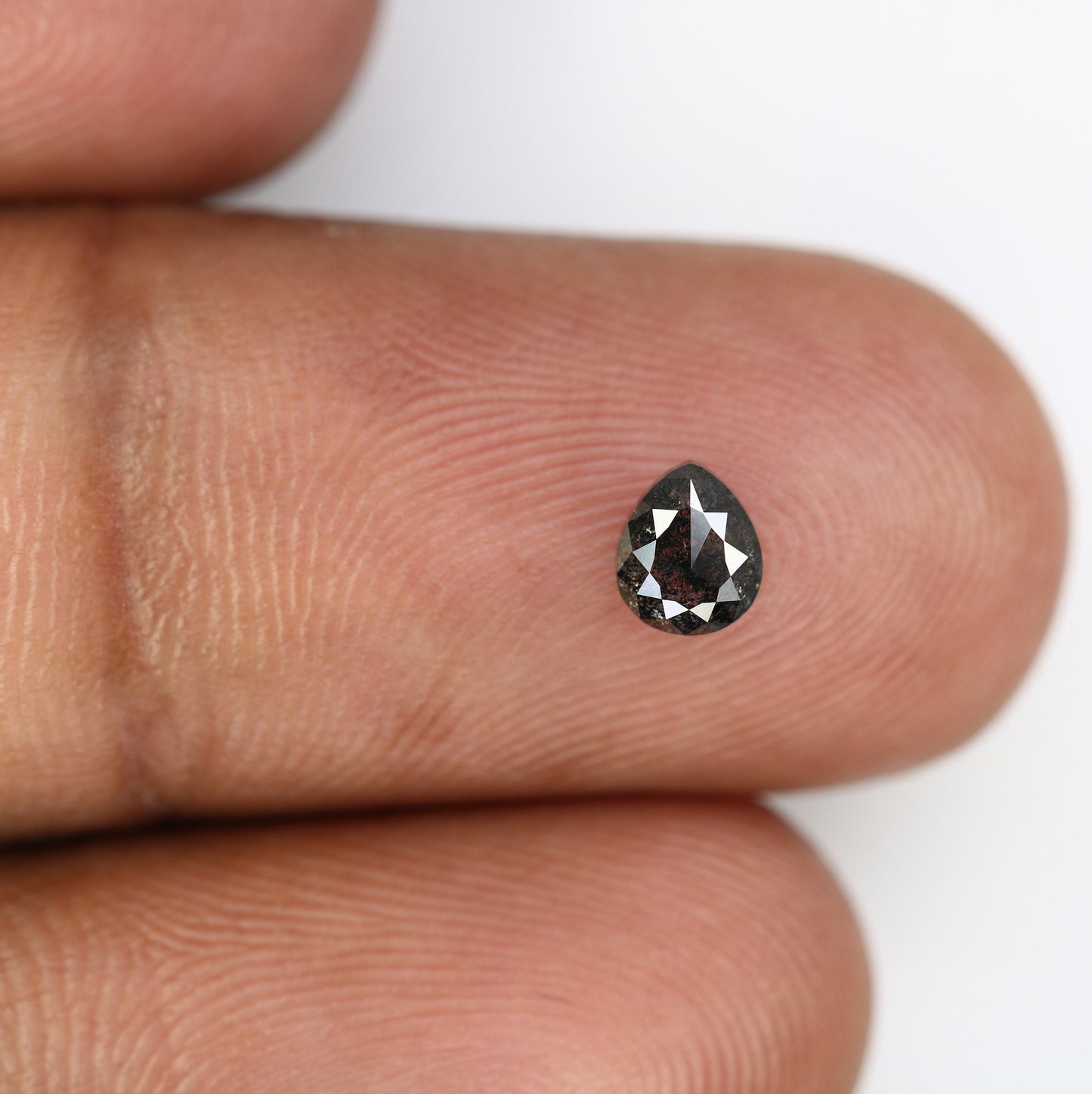 0.52 CT Natural Salt and Pepper Pear Shaped Rose Cut Diamond | Unique Gem for Anniversary Gift | Elegant Gold Ring Accent