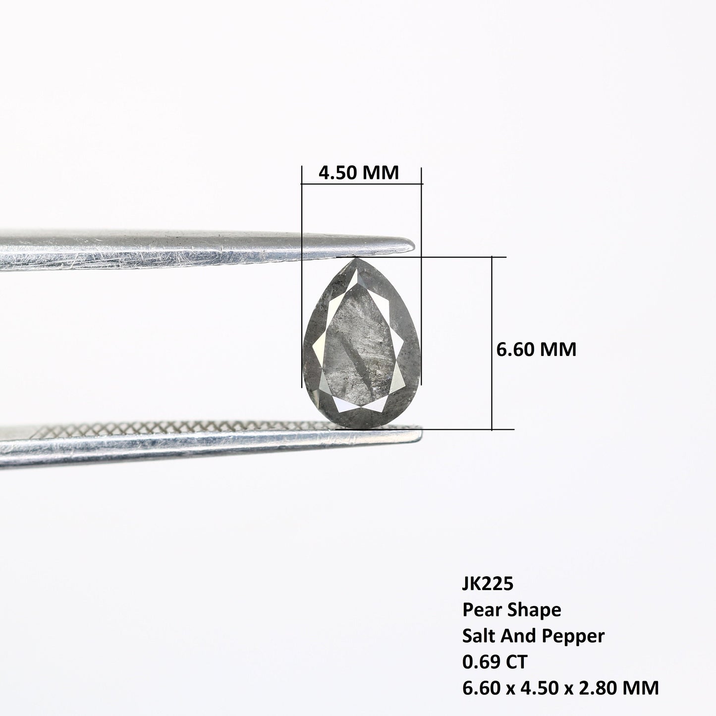0.69 CT Natural Salt and Pepper 6MM Pear Cut Diamond | Unique Gem for Custom Wedding Jewelry | Elegant Gold Ring Accent