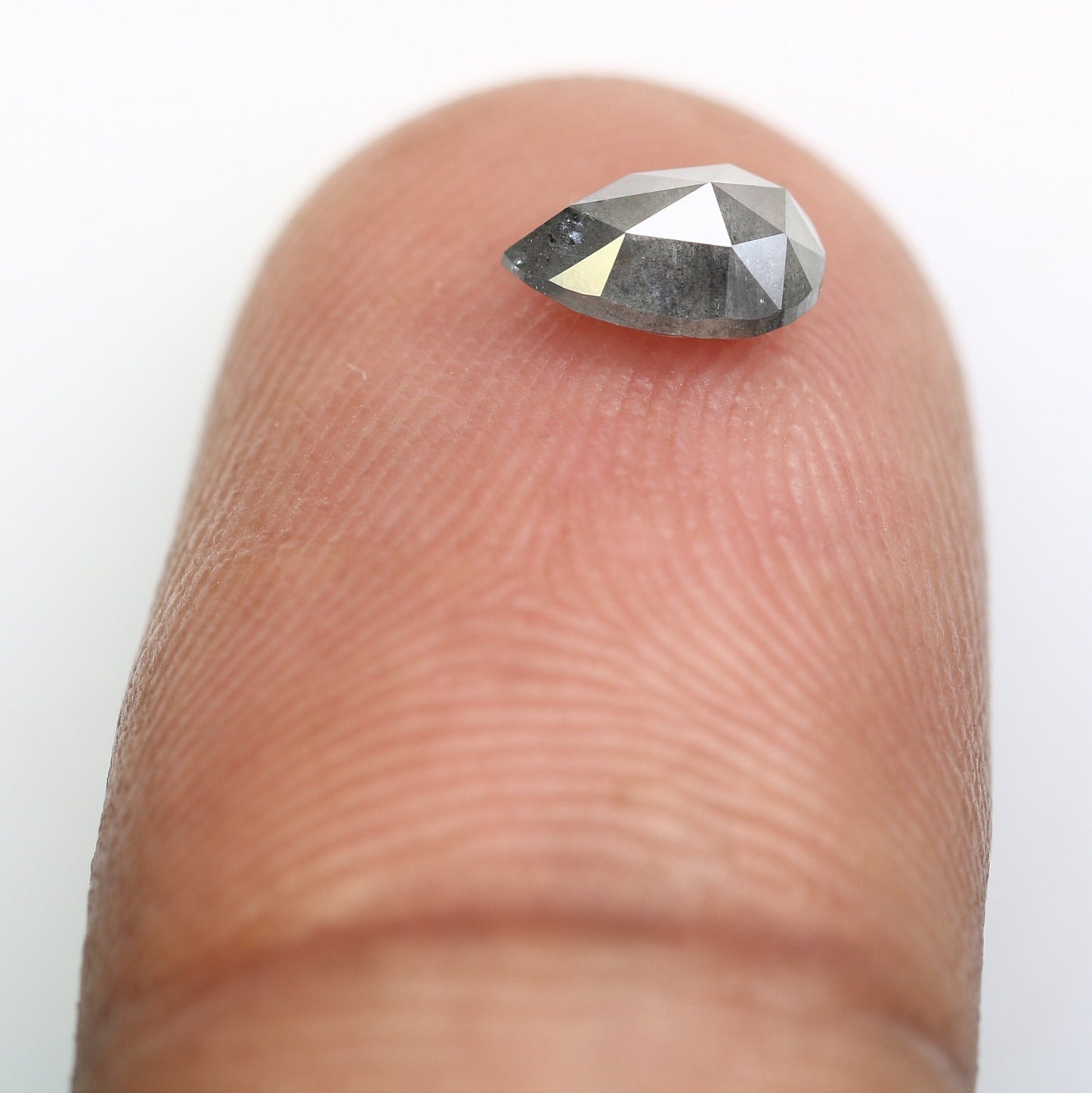 0.69 CT Natural Salt and Pepper 6MM Pear Cut Diamond | Unique Gem for Custom Wedding Jewelry | Elegant Gold Ring Accent