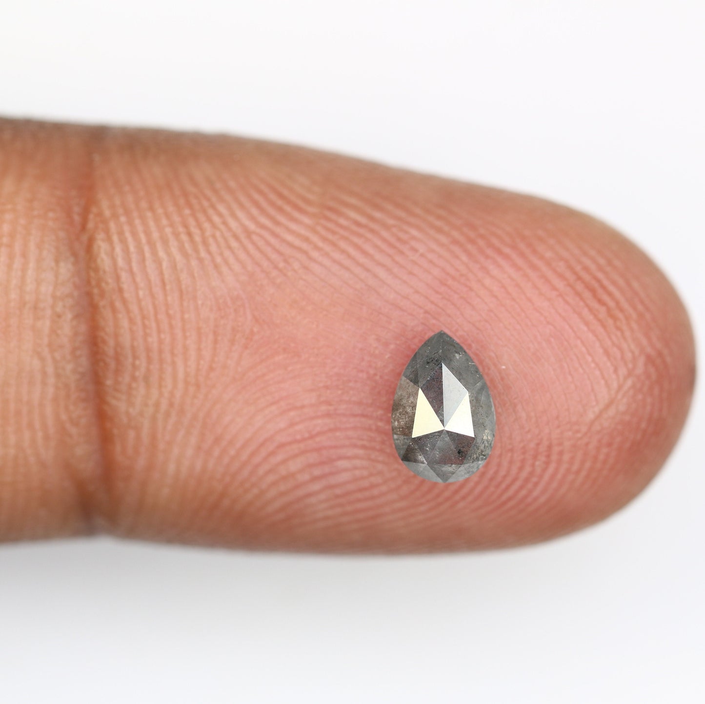 0.69 CT Natural Salt and Pepper 6MM Pear Cut Diamond | Unique Gem for Custom Wedding Jewelry | Elegant Gold Ring Accent