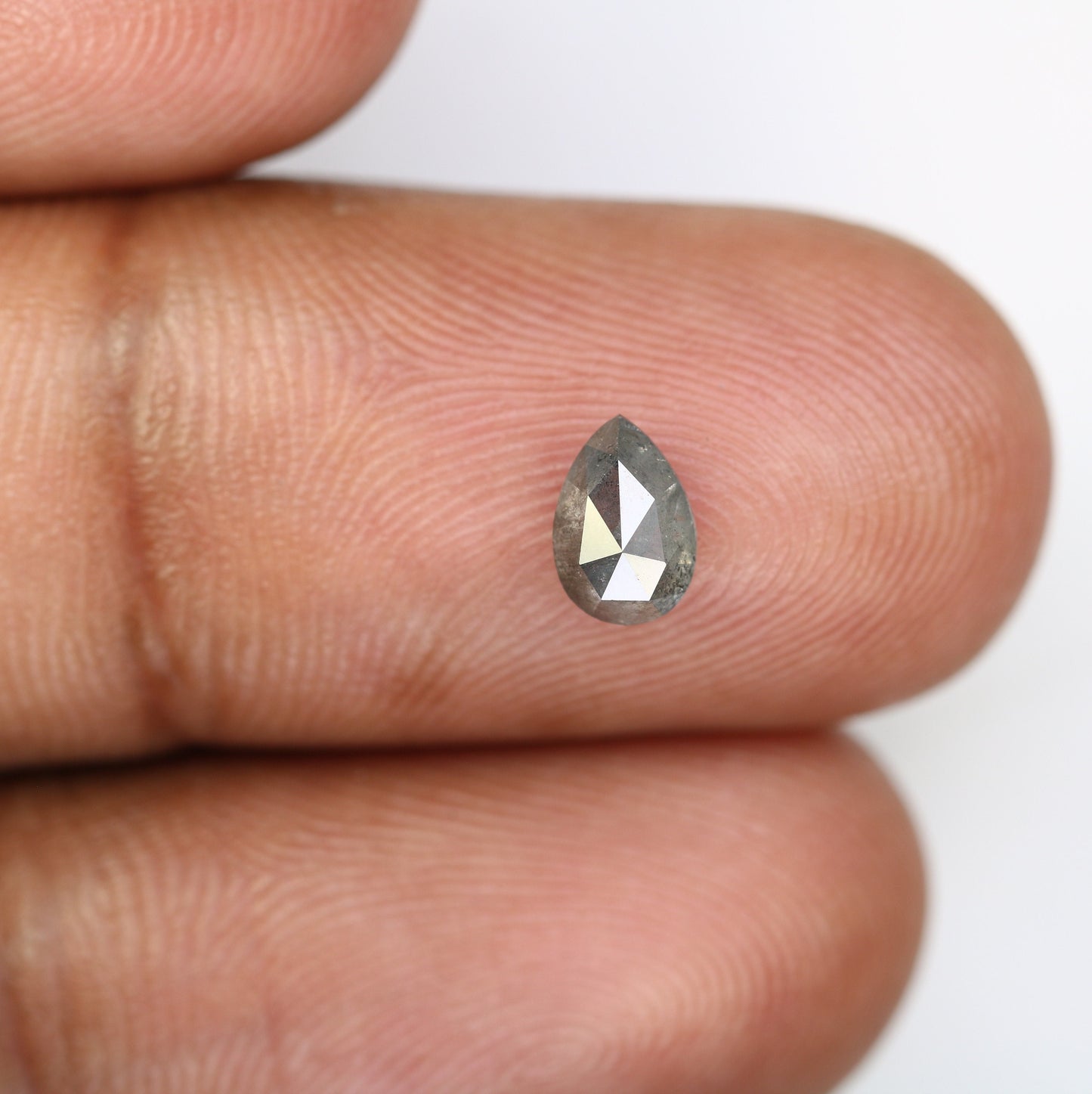 0.69 CT Natural Salt and Pepper 6MM Pear Cut Diamond | Unique Gem for Custom Wedding Jewelry | Elegant Gold Ring Accent