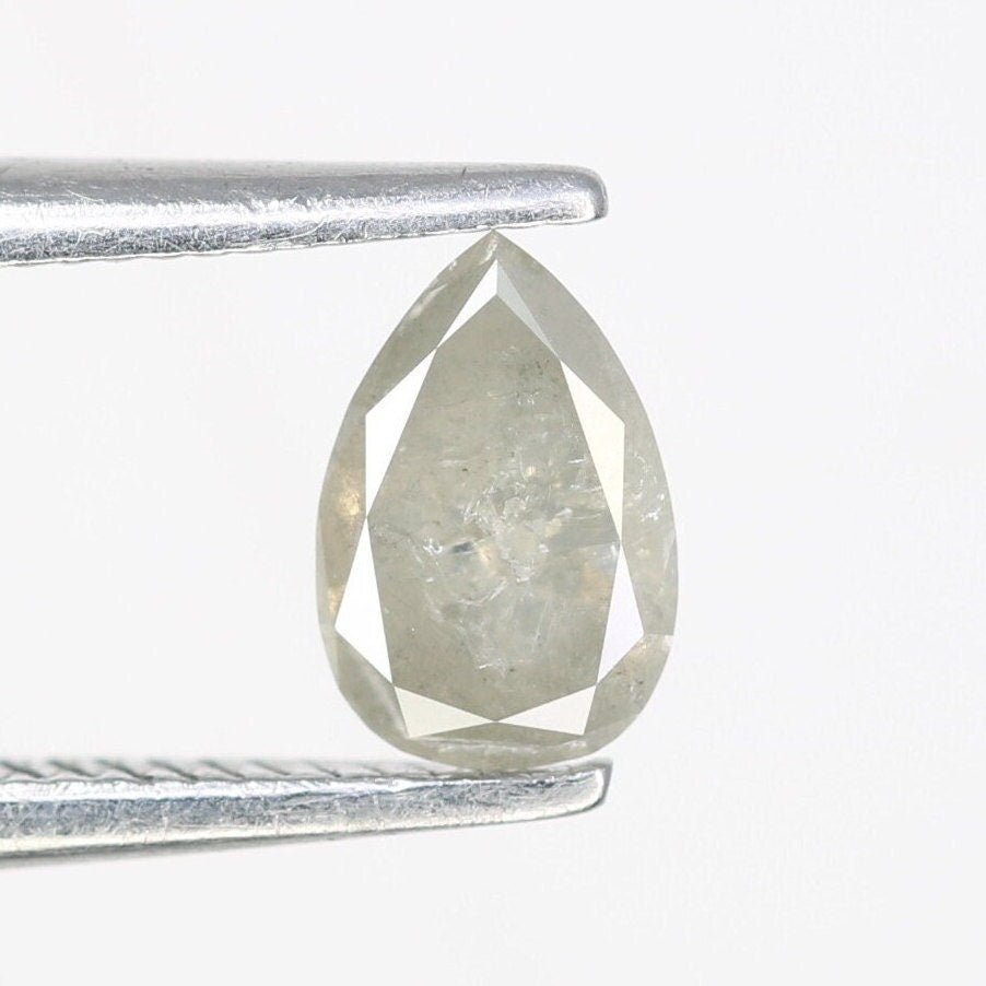 0.39 CT 6MM Polished Pear Cut Natural Grey Diamond | Loose Gem for Custom Engagement Ring | Elegant Gold Ring Accent