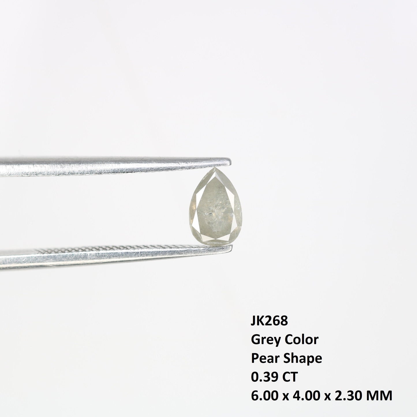 0.39 CT 6MM Polished Pear Cut Natural Grey Diamond | Loose Gem for Custom Engagement Ring | Elegant Gold Ring Accent
