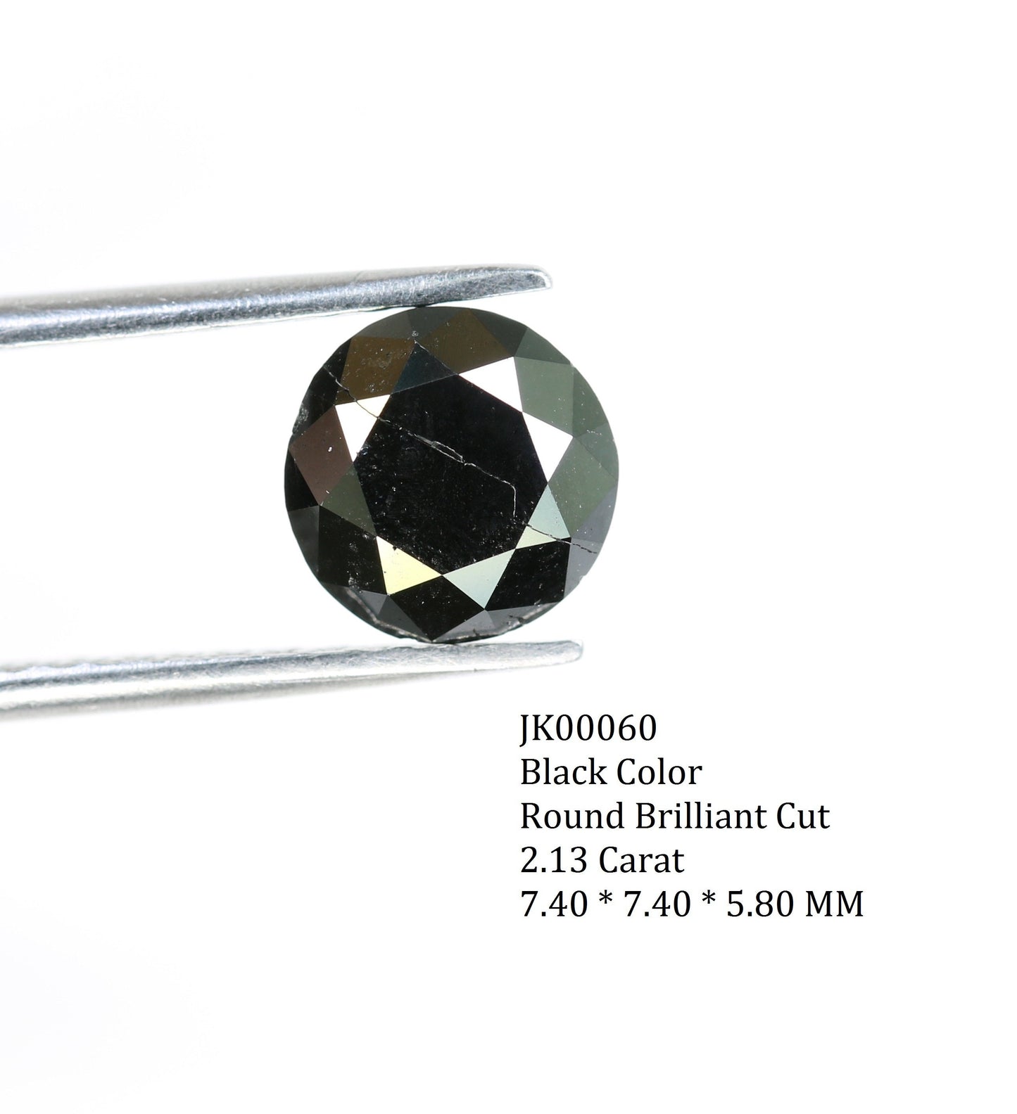 2.13 CT Natural Round Brilliant Black Diamond | Loose Fancy Black Gemstone | Perfect for Custom Engagement Rings and Gold Jewelry