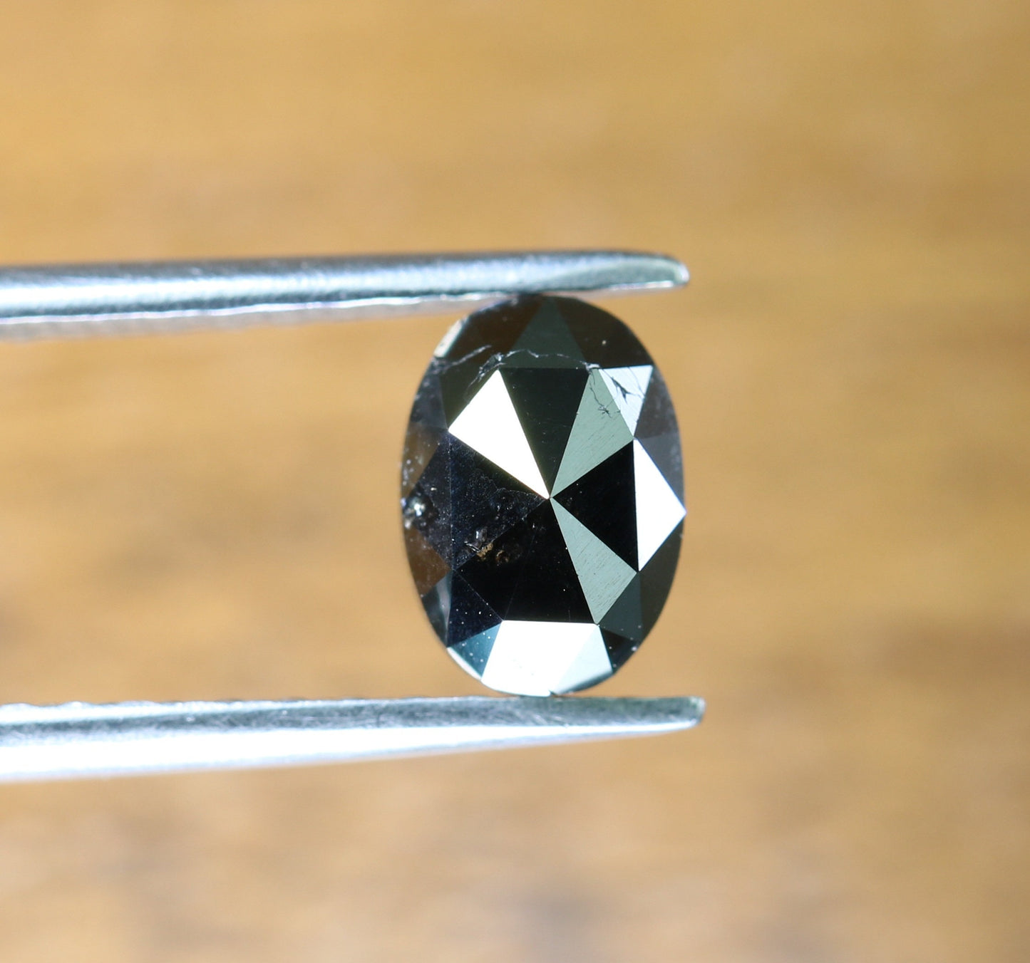 0.94 CT Natural Loose Oval Salt and Pepper Diamond | Black Color, 7.00mm Rose Cut Oval Shape | Gold Ring Diamond