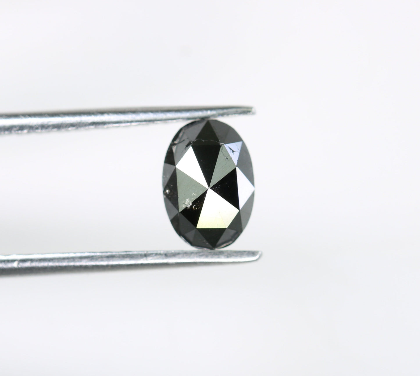 0.94 CT Natural Loose Oval Salt and Pepper Diamond | Black Color, 7.00mm Rose Cut Oval Shape | Gold Ring Diamond