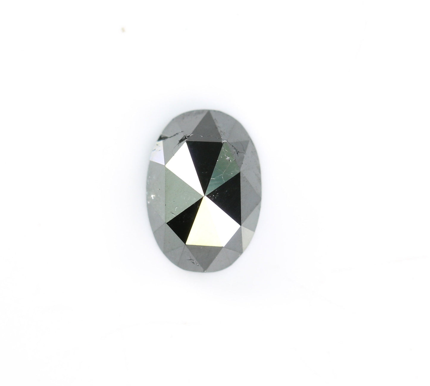 0.94 CT Natural Loose Oval Salt and Pepper Diamond | Black Color, 7.00mm Rose Cut Oval Shape | Gold Ring Diamond