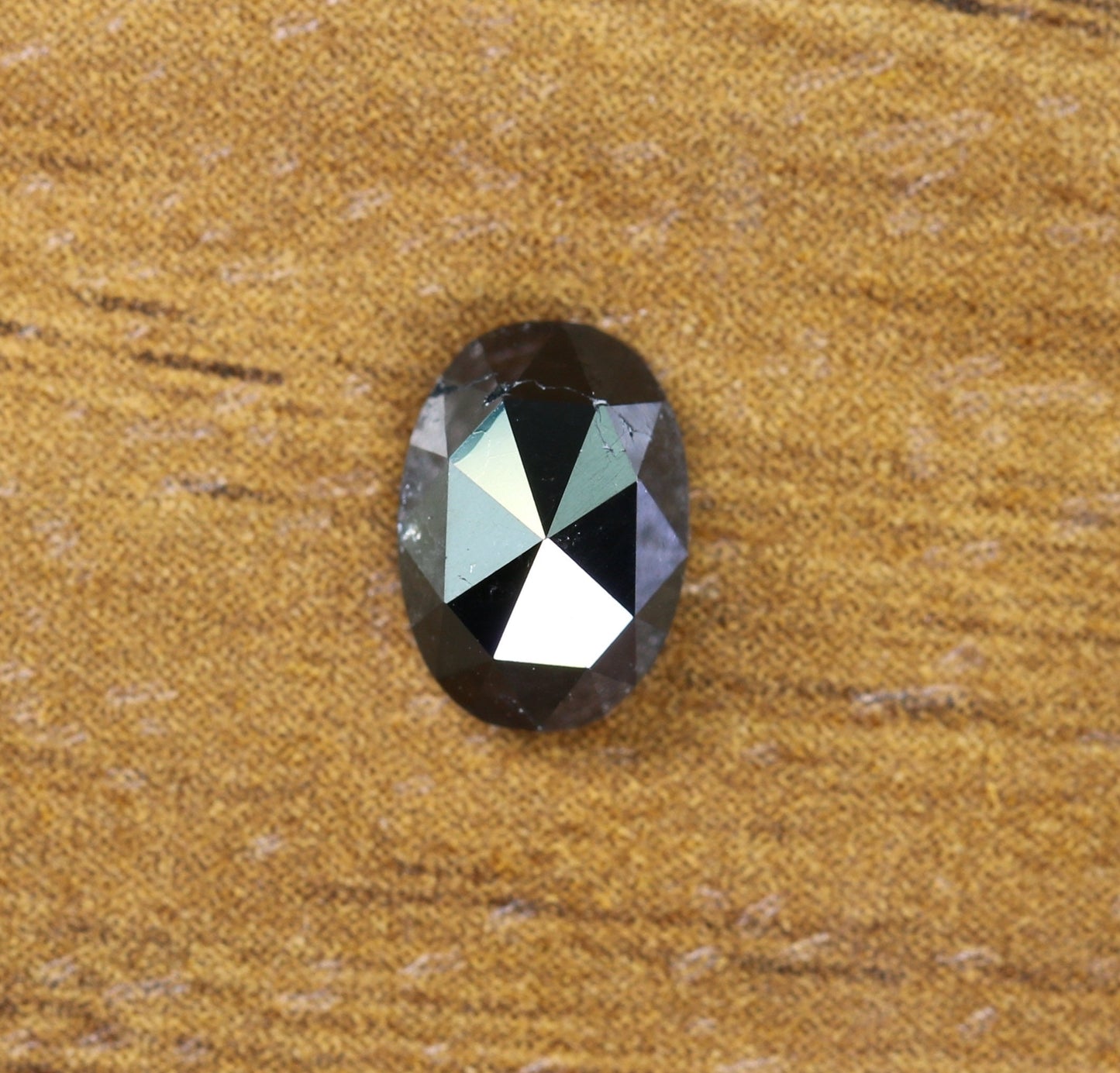 0.94 CT Natural Loose Oval Salt and Pepper Diamond | Black Color, 7.00mm Rose Cut Oval Shape | Gold Ring Diamond