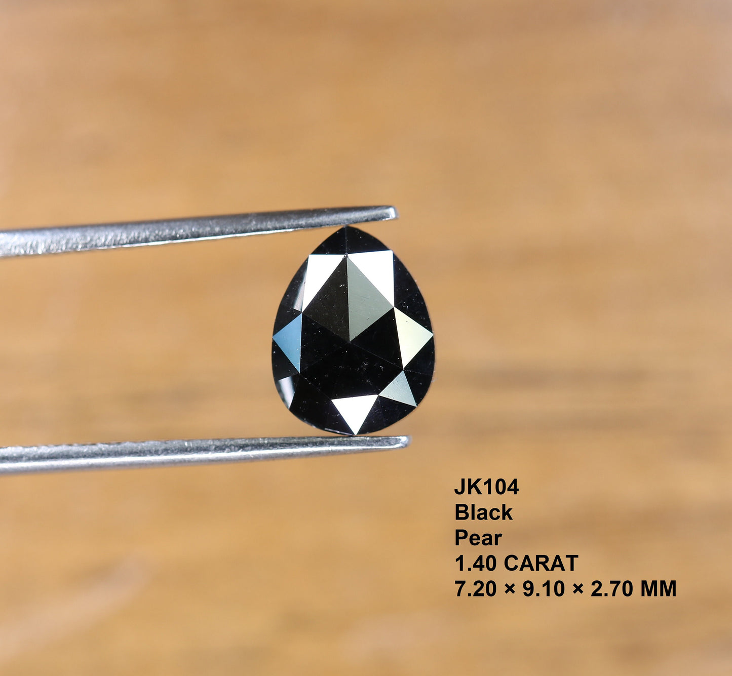 1.40 CT Beautiful Pear Cut Loose Black Fancy Rose Cut Diamond | Stunning Gem for Custom Engagement Ring | Unique Gold Ring Accent
