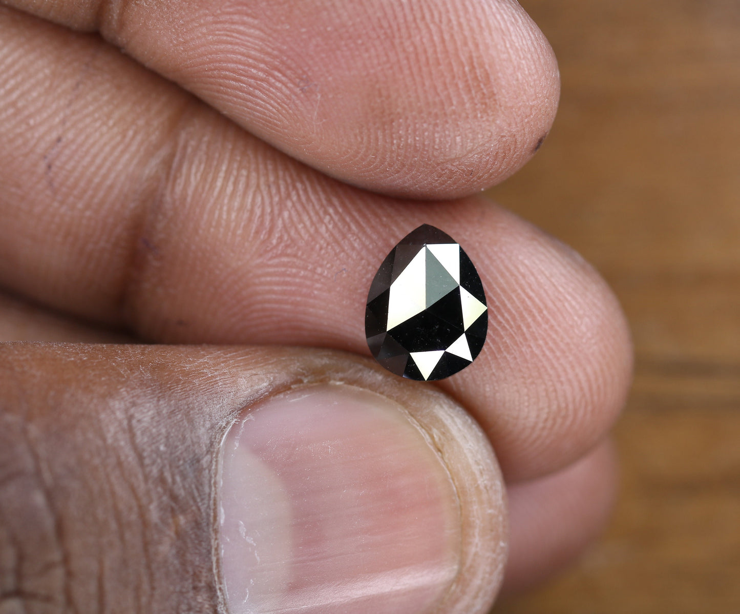 1.40 CT Beautiful Pear Cut Loose Black Fancy Rose Cut Diamond | Stunning Gem for Custom Engagement Ring | Unique Gold Ring Accent