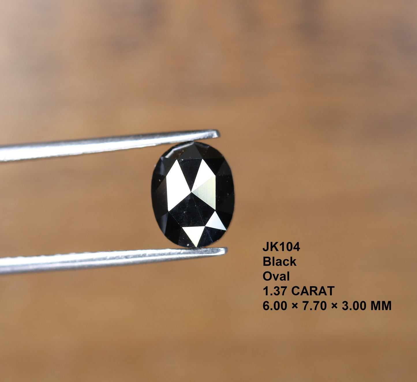 1.37 CT Fancy Black Rose Cut Oval 6 MM Loose Diamond, Designer Jewelry Gemstone