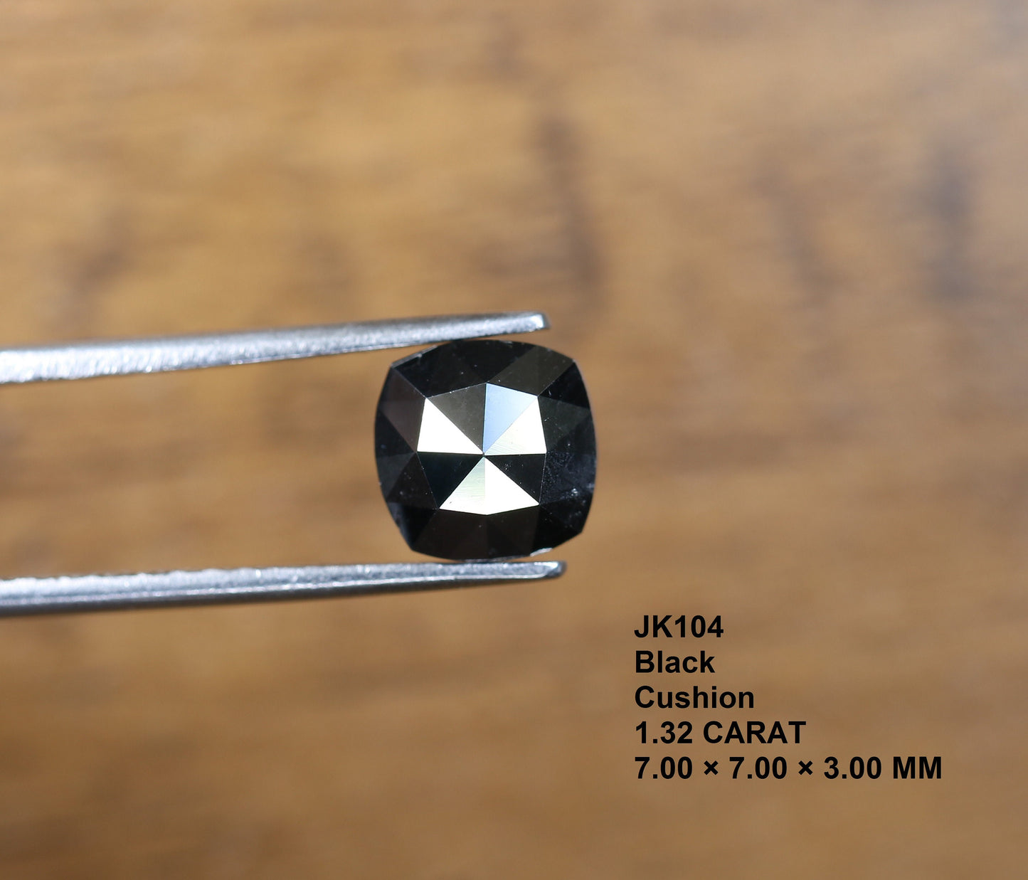 1.32 CT 7 MM Cushion Cut Fancy Black Loose Diamond, Polished for Designer Jewelry