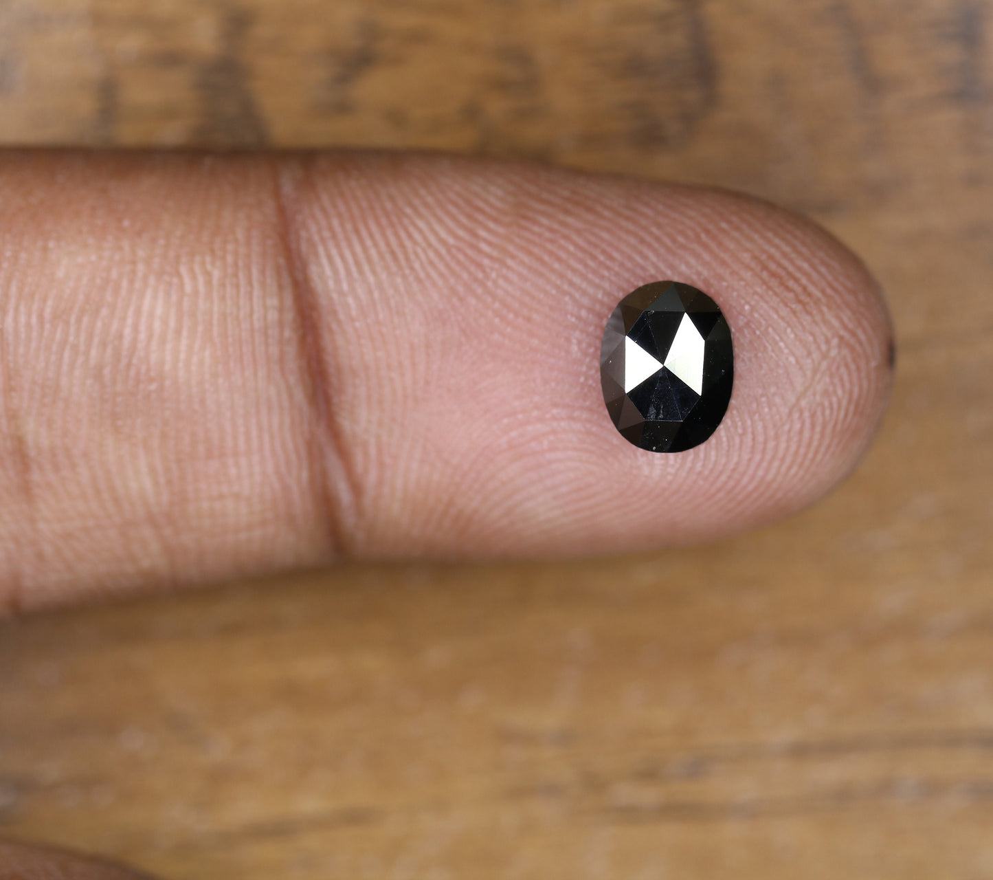 1.37 CT Fancy Black Rose Cut Oval 6 MM Loose Diamond, Designer Jewelry Gemstone