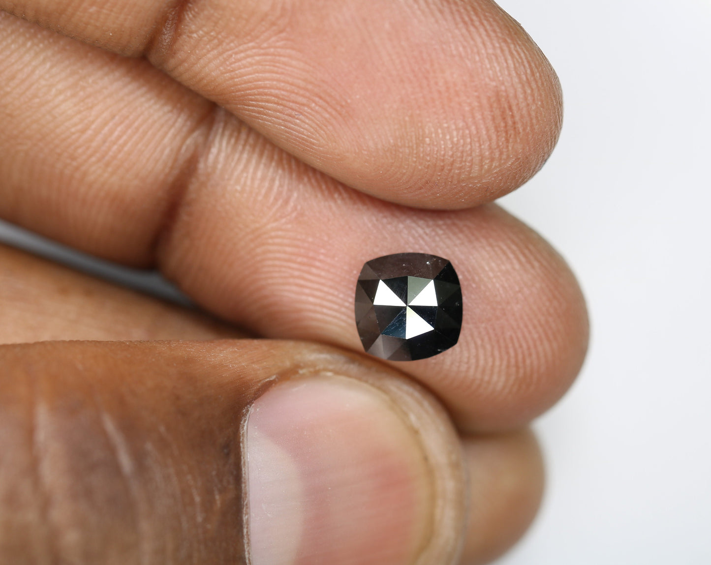1.32 CT 7 MM Cushion Cut Fancy Black Loose Diamond, Polished for Designer Jewelry
