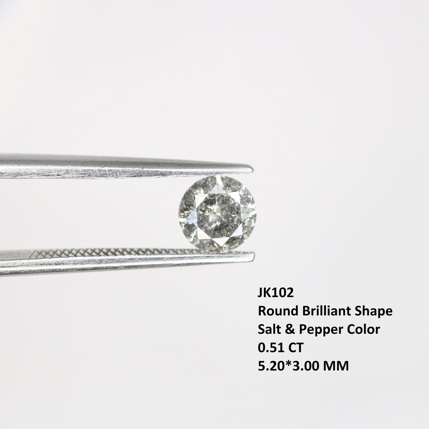 0.51 CT Natural Round Brilliant Cut Salt and Pepper Diamond | Ideal for Wedding Jewelry, Engagement Rings,Gold Rings | Perfect Gift for Wife