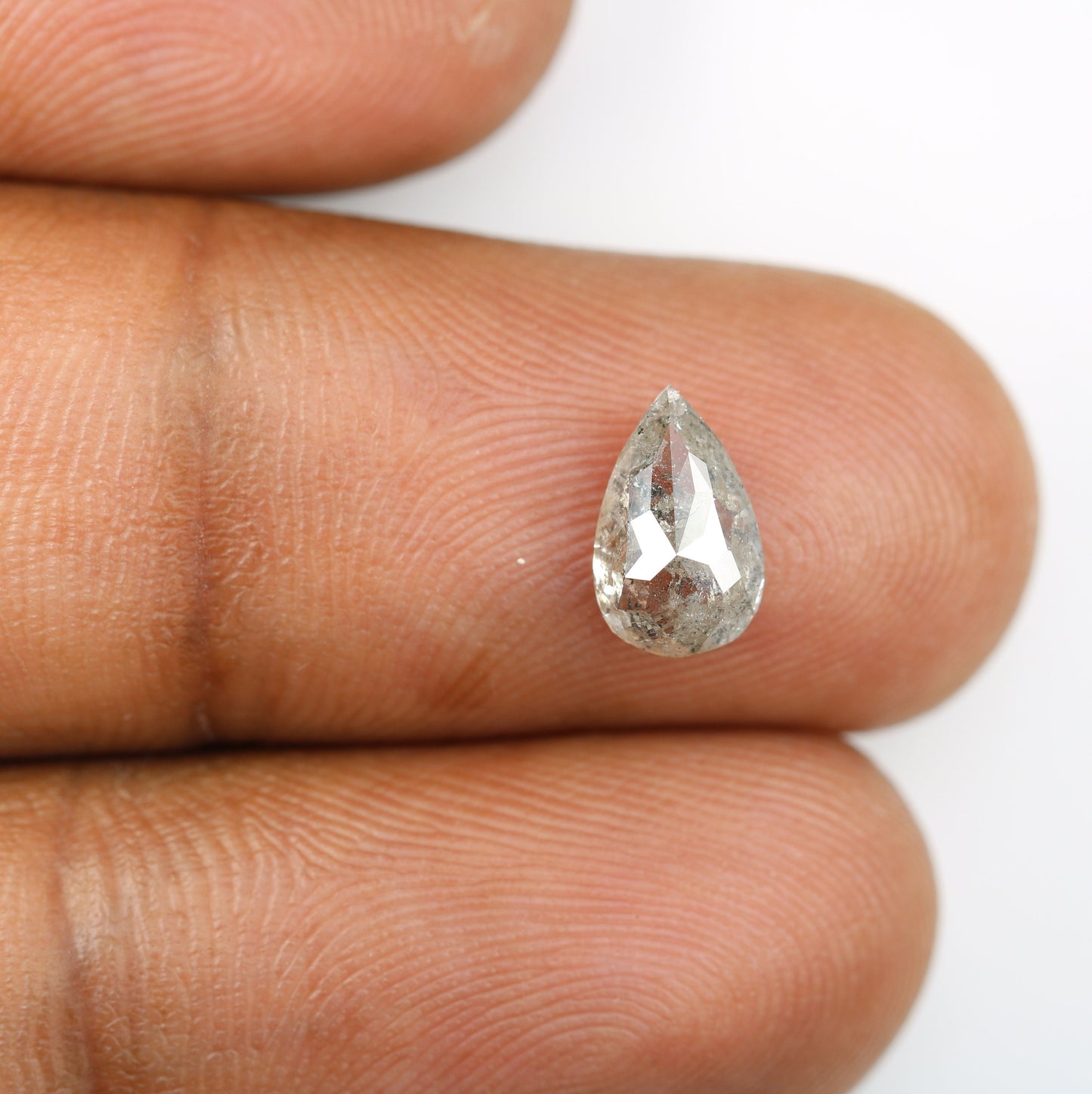 1.35 CT Natural Pear Shape Salt and Pepper Polished Diamond | Gem for Custom Wedding Jewelry | Perfect Engagement Ring Gift for Wife