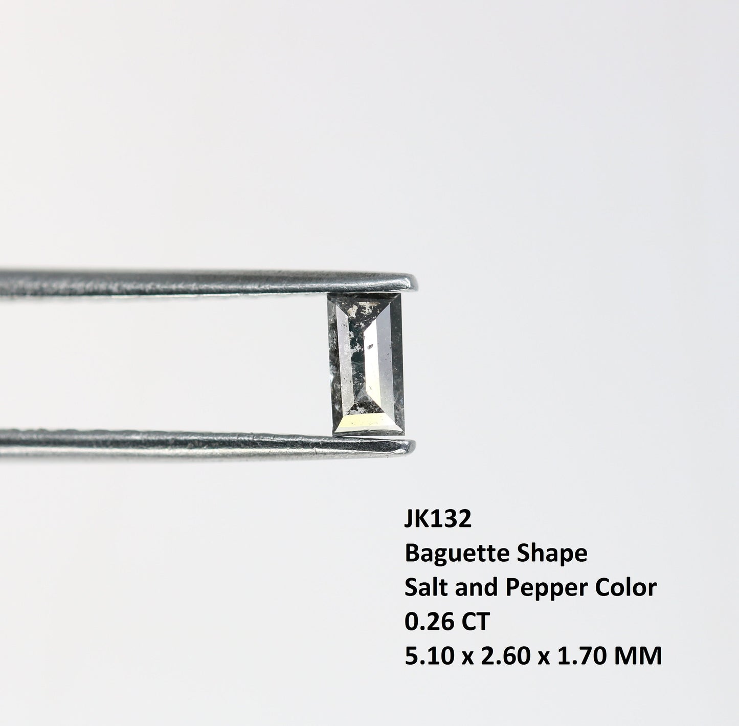0.26 CT Real Baguette Shape Salt and Pepper Natural Rustic Diamond For Wedding Jewellry | Bezel Set Diamond Ring | Gift For Girl Friend
