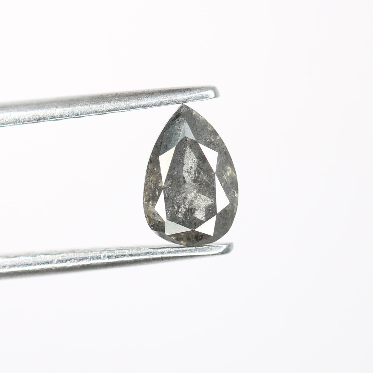0.68 CT Natural Salt and Pepper Pear Shape Polished Diamond for Custom Engagement Ring | Wedding Jewelry Making | Bezel Set Design |