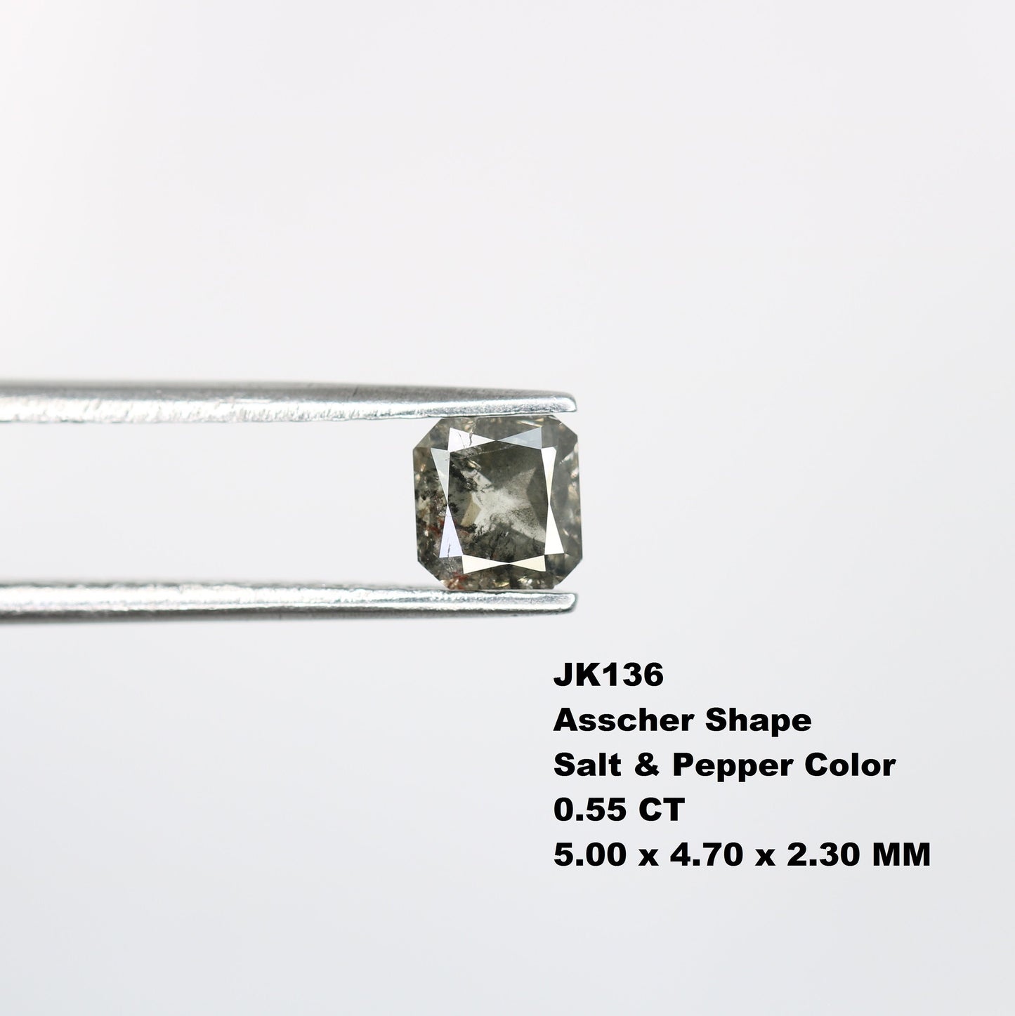 0.55 CT Emerald Cut Loose Salt & Pepper Diamond - Ideal for Wedding Rings - Labor Day Sale
