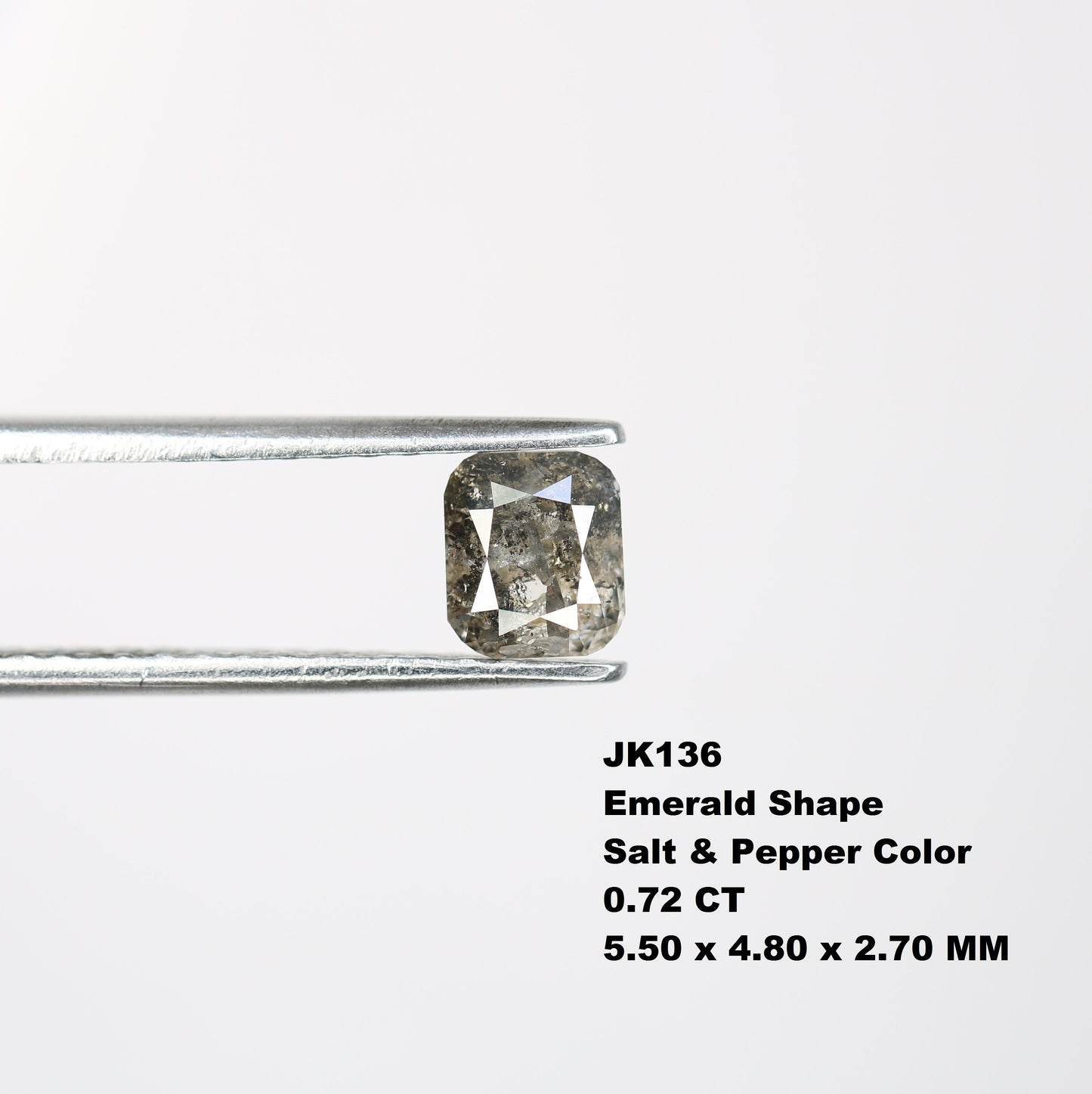 0.72 CT Emerald Cut Loose Salt & Pepper Diamond - Ideal for Custom Wedding Rings - Labor Day Sale