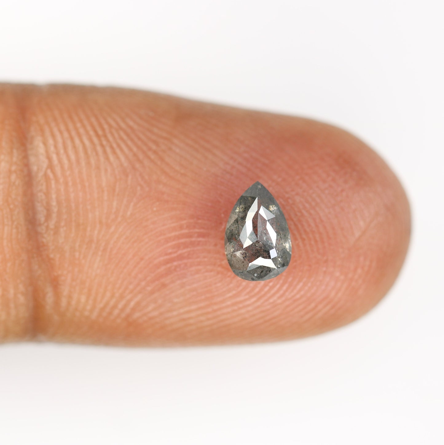 0.68 CT Natural Salt and Pepper Pear Shape Polished Diamond for Custom Engagement Ring | Wedding Jewelry Making | Bezel Set Design |