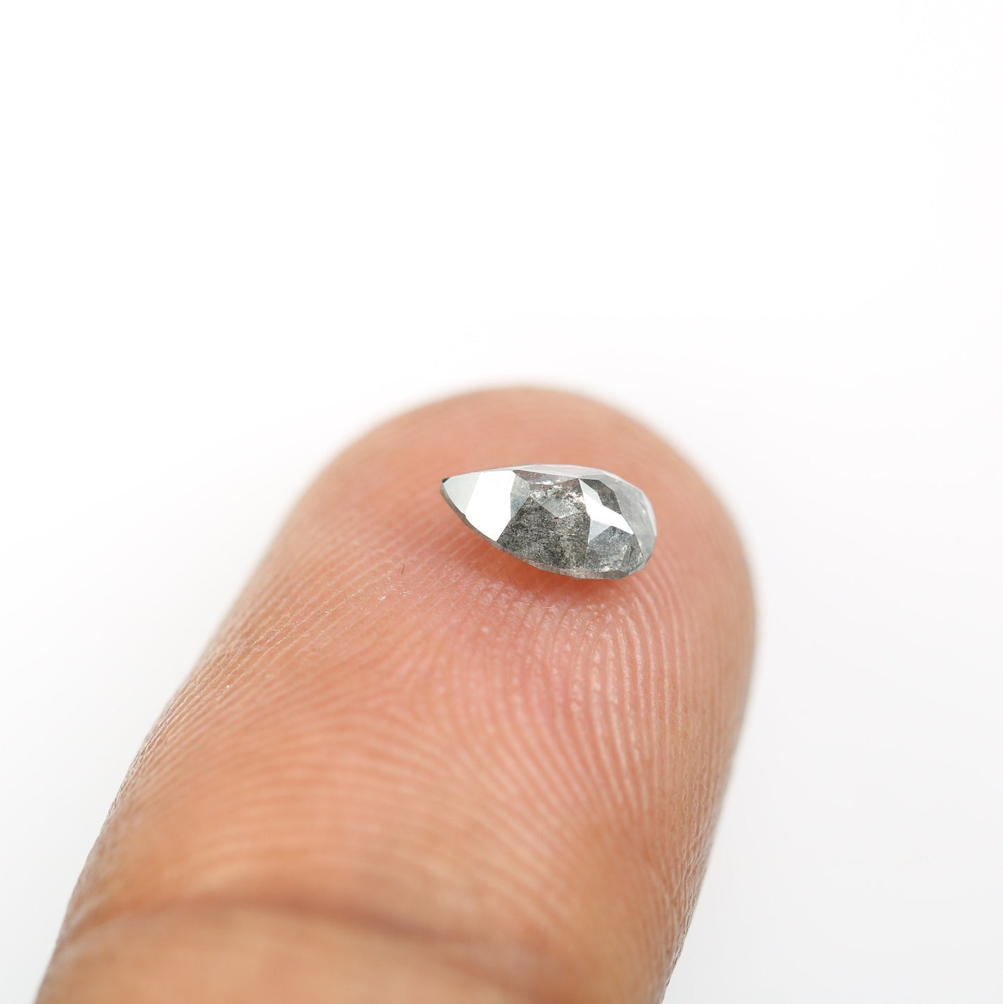 0.68 CT Natural Salt and Pepper Pear Shape Polished Diamond for Custom Engagement Ring | Wedding Jewelry Making | Bezel Set Design |
