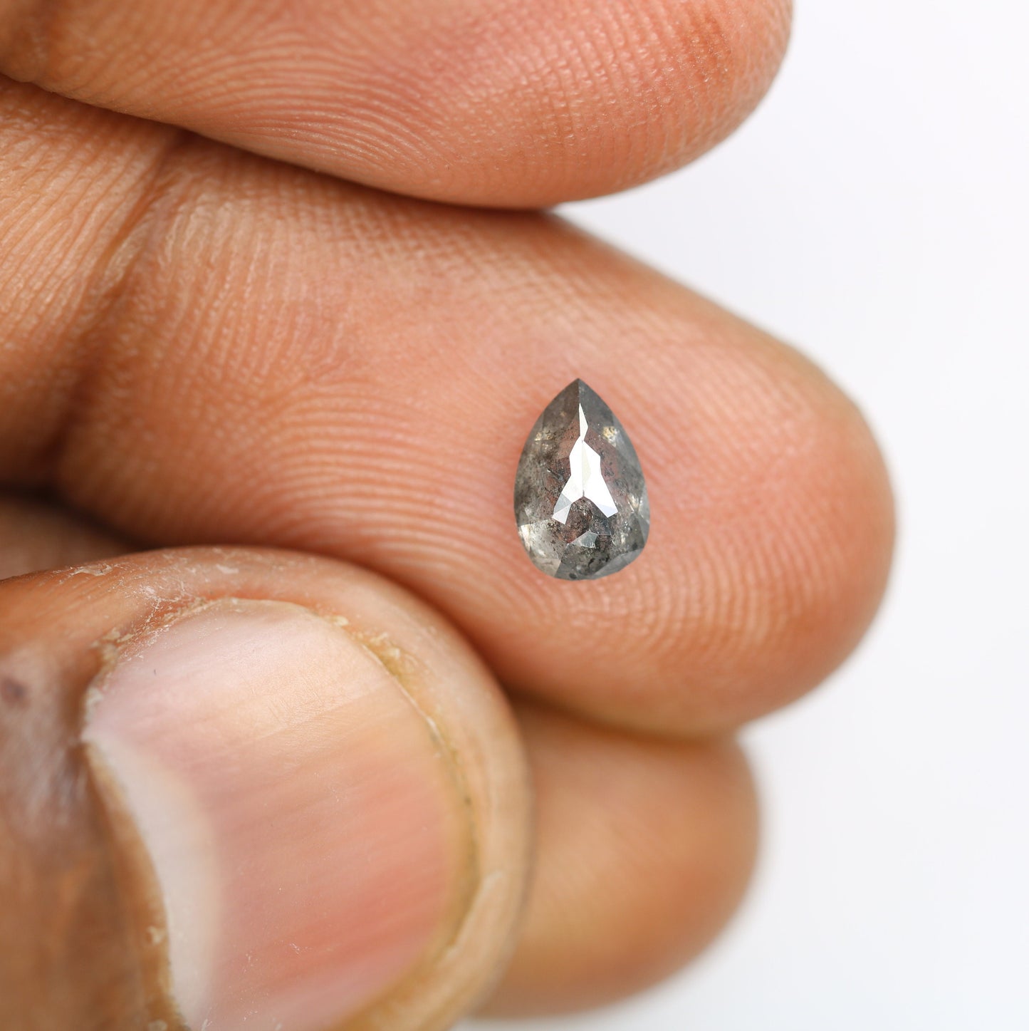0.68 CT Natural Salt and Pepper Pear Shape Polished Diamond for Custom Engagement Ring | Wedding Jewelry Making | Bezel Set Design |