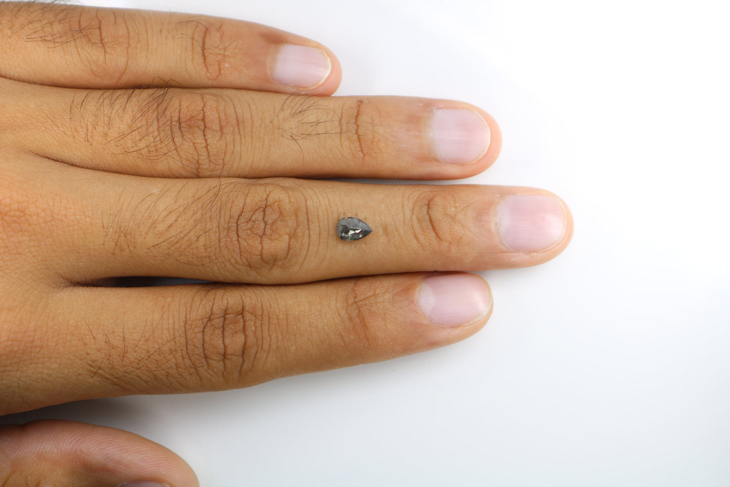 0.68 CT Natural Salt and Pepper Pear Shape Polished Diamond for Custom Engagement Ring | Wedding Jewelry Making | Bezel Set Design |