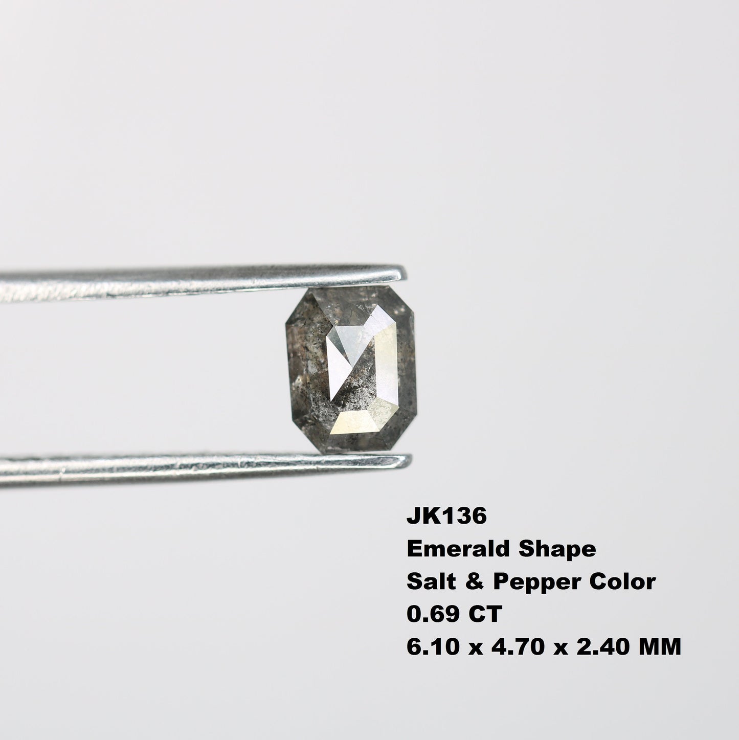 Emerald Cut 0.69 CT Salt and Pepper Loose Diamond - Ideal for Custom Wedding Ring Jewelry - Perfect for Engagement