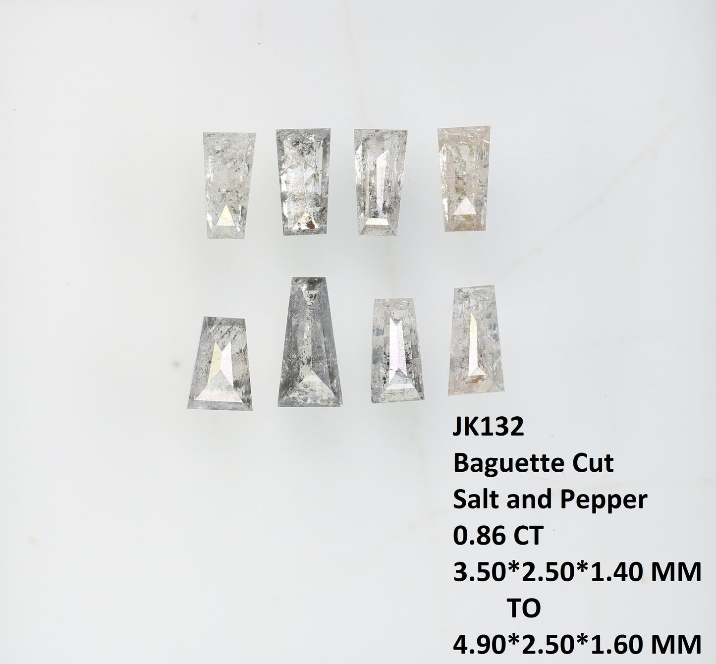 0.86 CT Natural Baguette Shape Salt and Pepper Rustic Diamond For Engagement Ring | Diamond Earring | Gift For Girl Friend | Birthday Gift