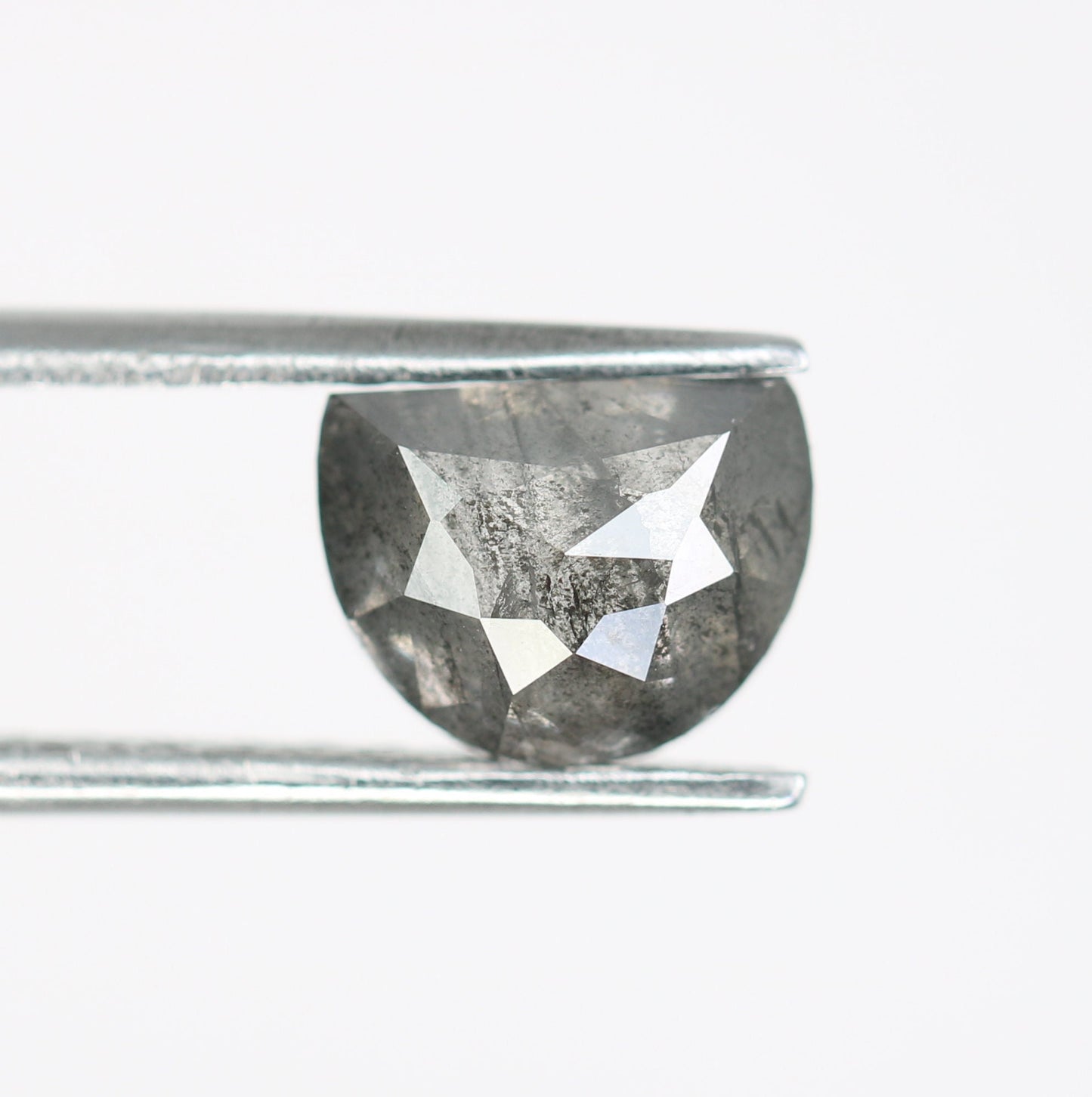 1.78 CT Natural Salt and Pepper Half Moon Rustic Diamond | Ideal for Engagement Rings, Prong Set Designs, and Gift for Wife or Anniversary
