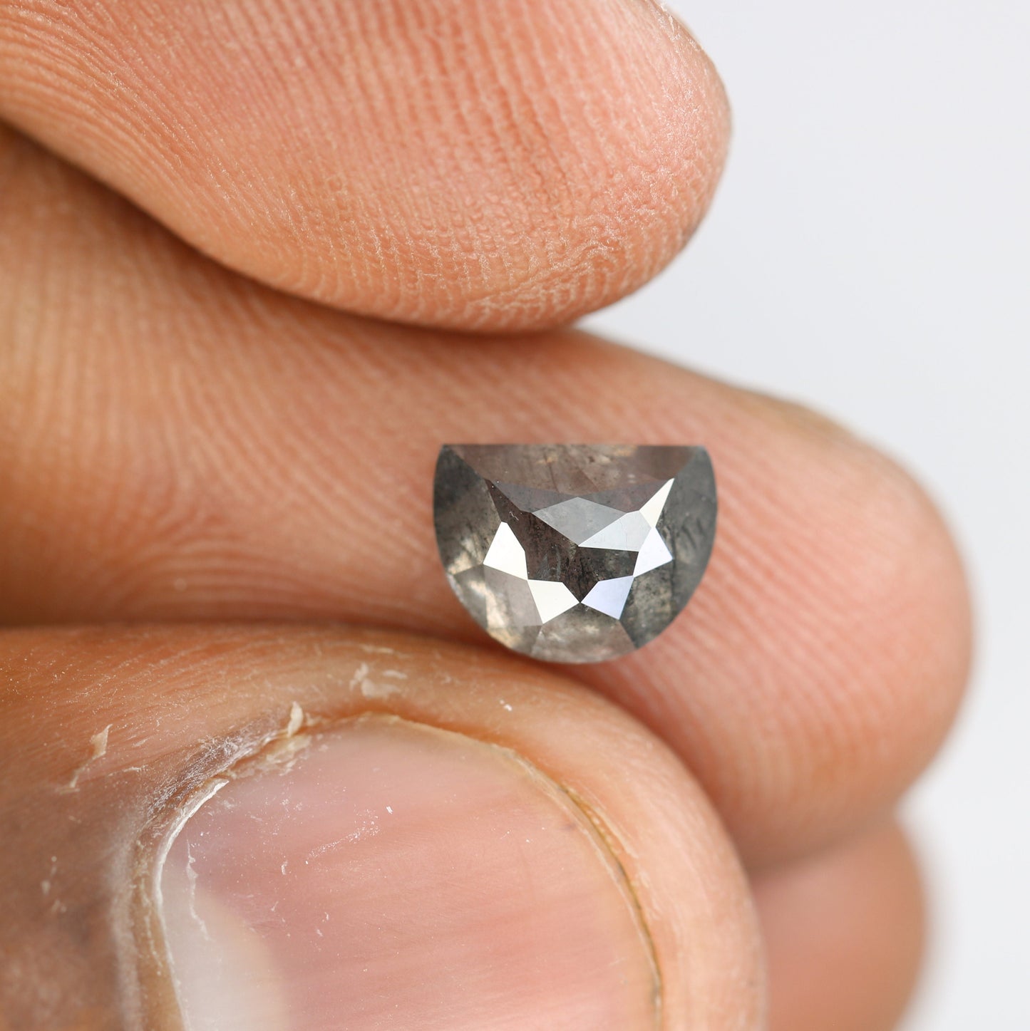 1.78 CT Natural Salt and Pepper Half Moon Rustic Diamond | Ideal for Engagement Rings, Prong Set Designs, and Gift for Wife or Anniversary