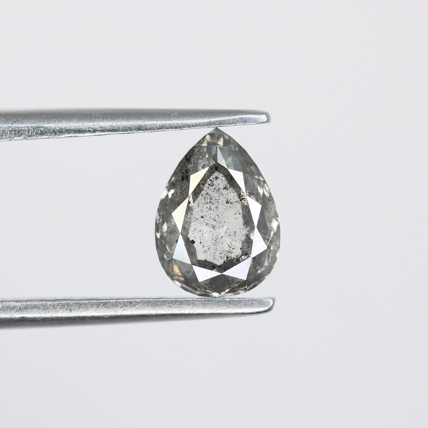 0.86 CT Natural Pear Shape Salt and Pepper Rustic Diamond | Custom Engagement Ring Gem | Pear Bezel Set Design | Perfect Gift for Wife
